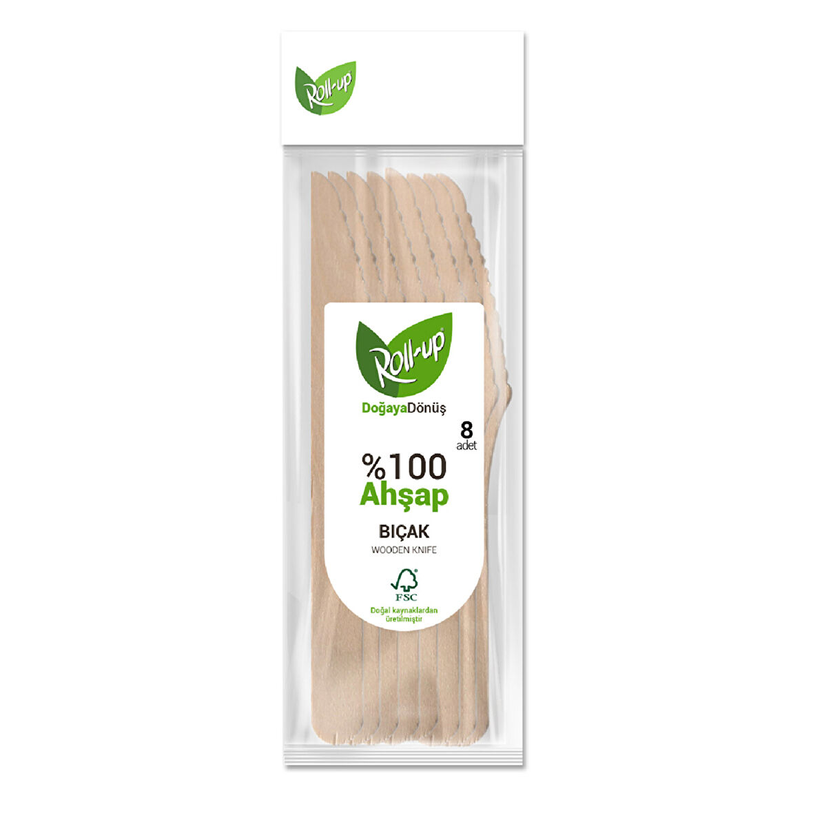Roll-Up Doğaya Dönüş Ahşap Bıçak 8'li 4 ADET