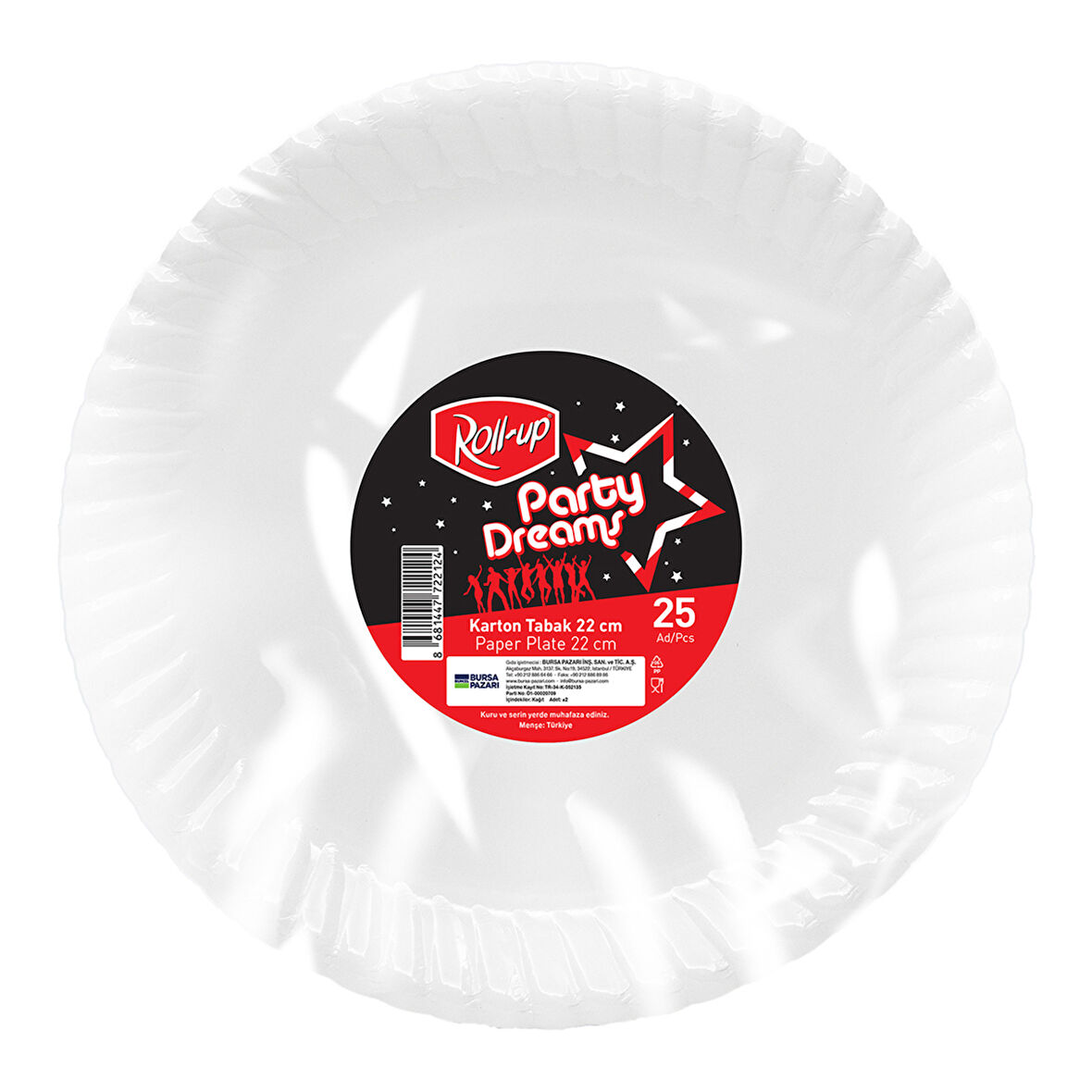 Roll-Up Party Dreams Karton Tabak Beyaz 25'li 22 Cm 4 ADET