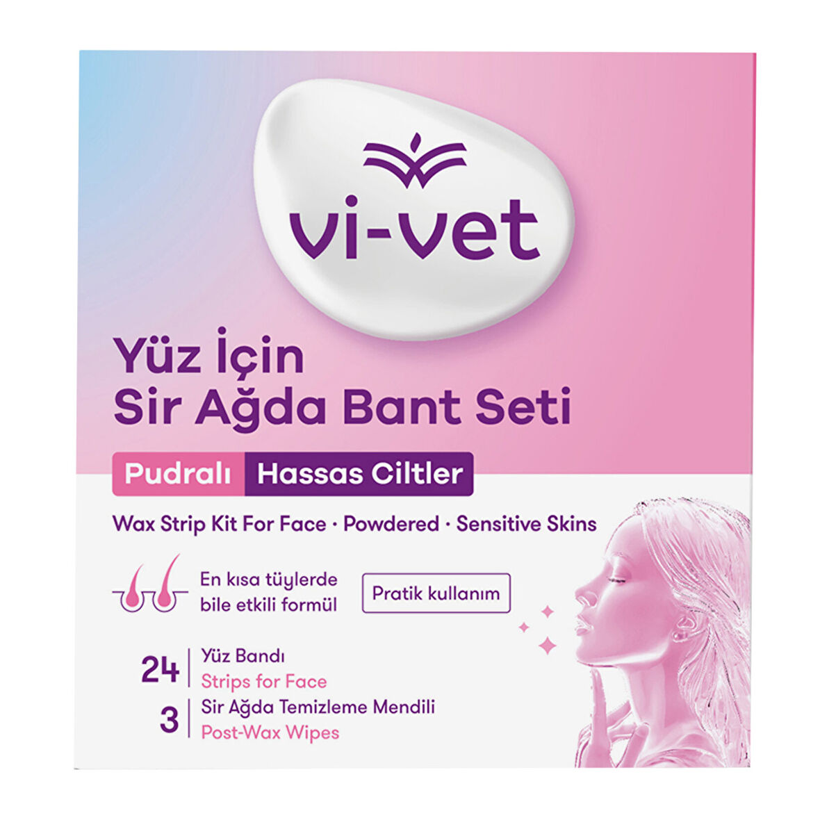 Vi-Vet Purdalı Yüz İçin Sir Ağda Bandı 24'lü 4 ADET