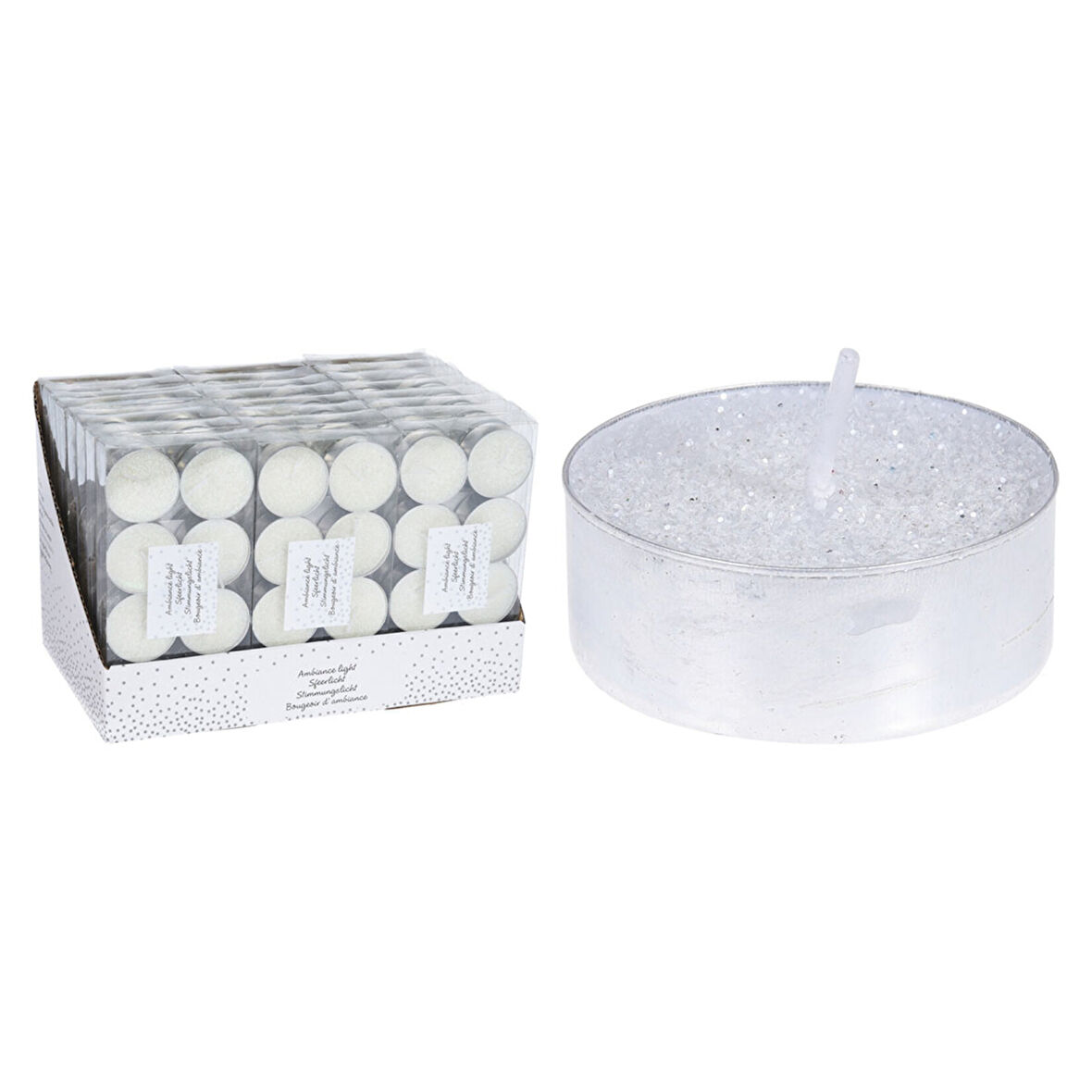 Koopman Beyaz Simli 8'li Tealight Mum 4 ADET
