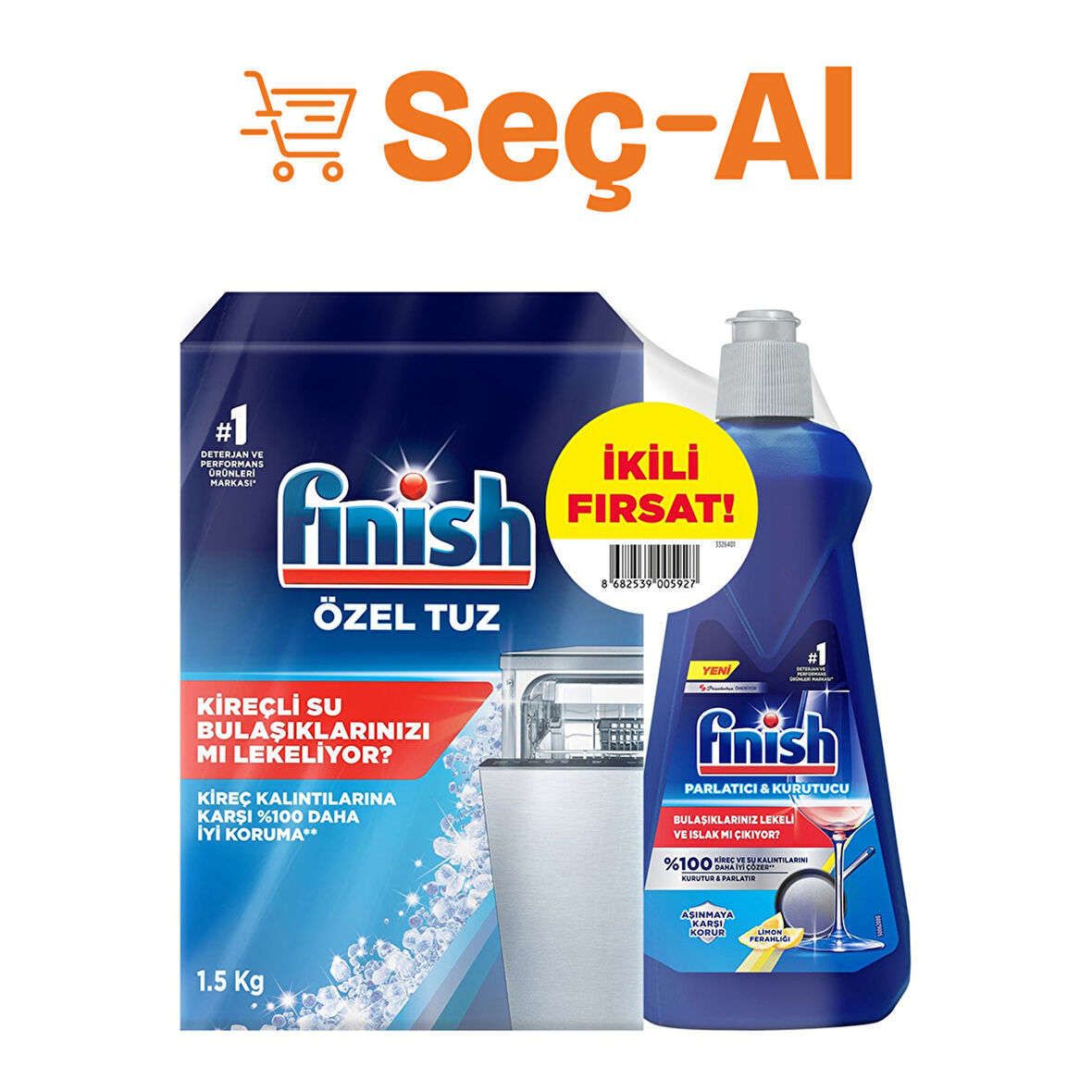 Finish Tuz 1.5 Kg + Finish Parlatıcı 400 Ml Set