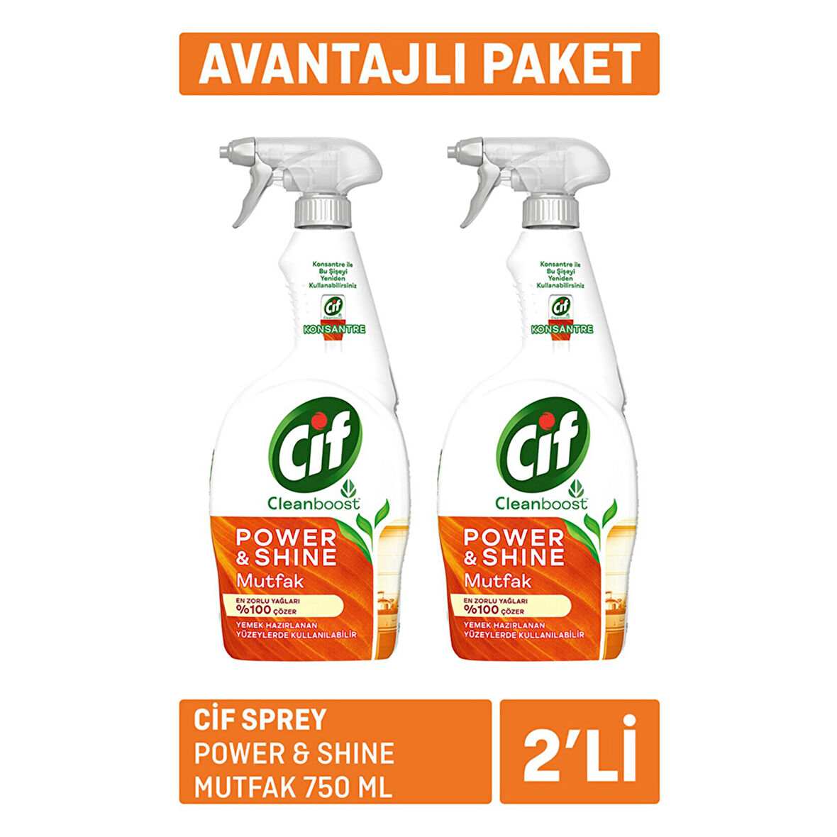 Cif Sprey Power & Shine Mutfak 2 x 750Ml
