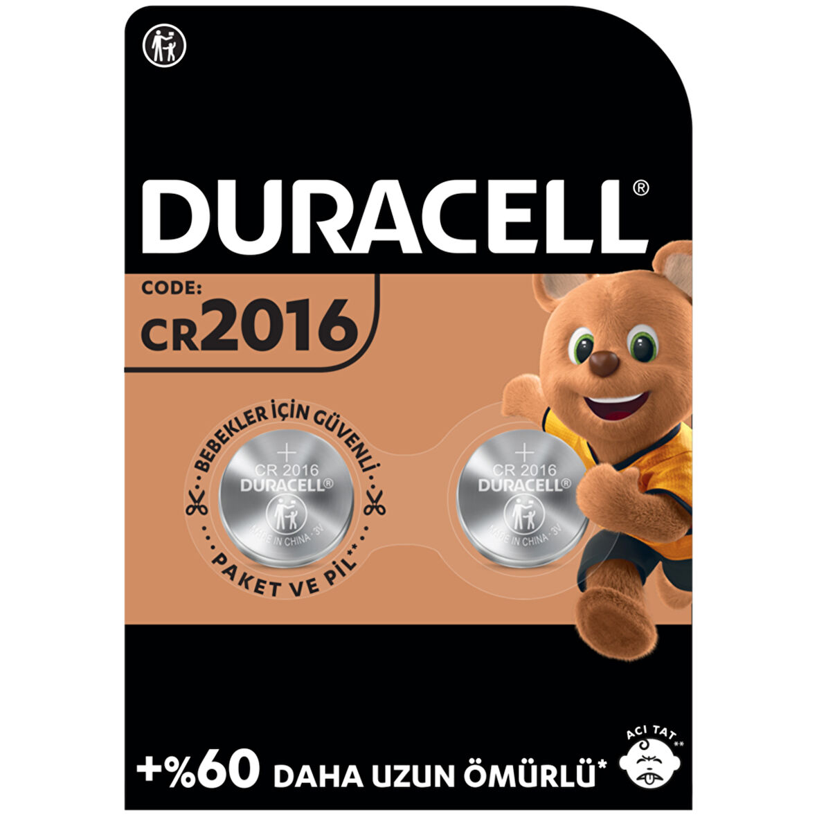 Duracell Özel 2016 Lityum Düğme Pil 3V (CR2016) 2 li Paket