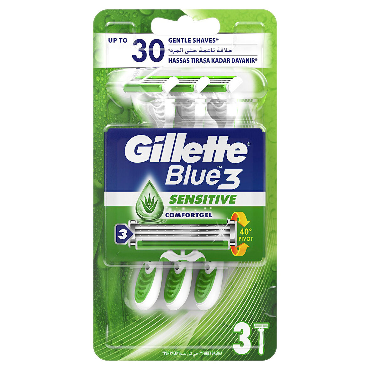 Gillette Blue3 Sensitive Kullan At Tıraş Bıçağı 3'lü