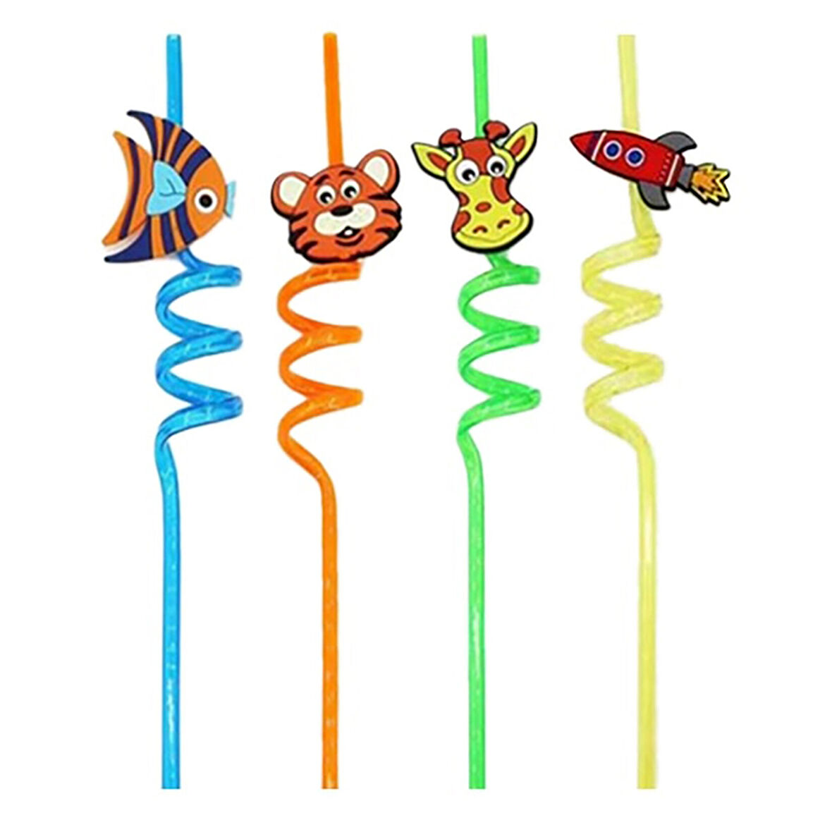 Topstar Figürlü Spiralli Renkli Pipet 4'lü