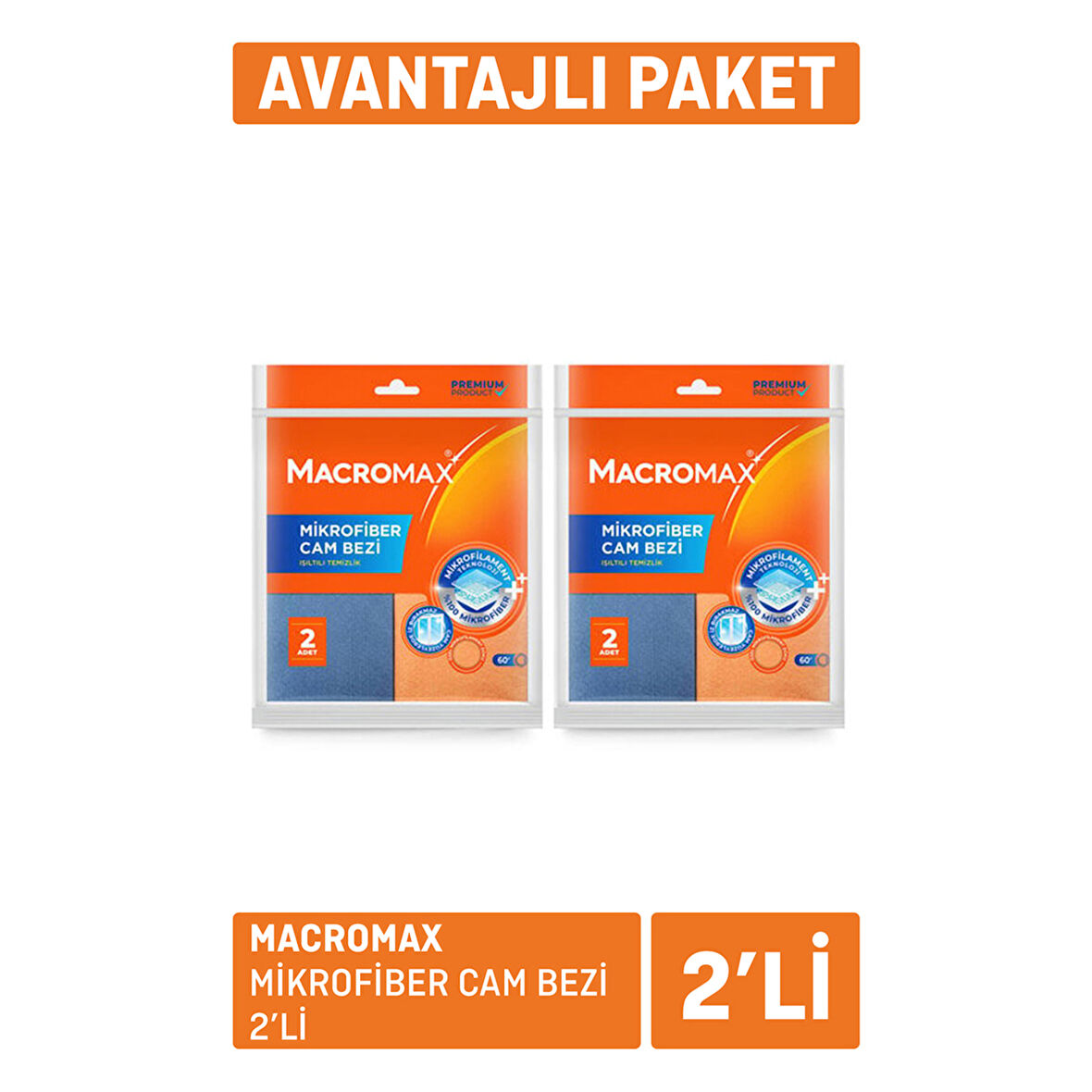 Macromax Mikrofiber Cam Bezi 2 x 2'li