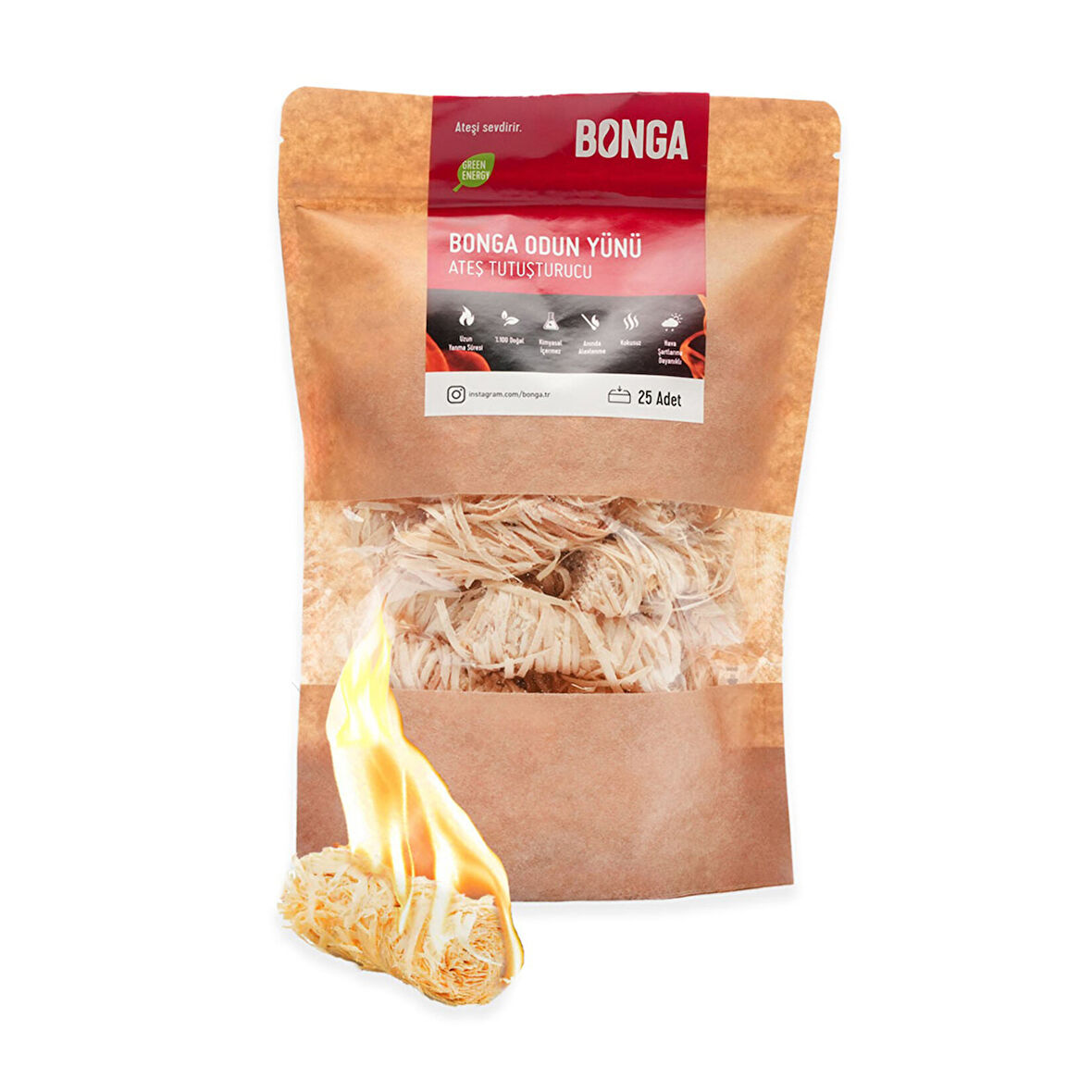 Bonga Odun Yünü Tutuşturucu 25 Adet / 350 G