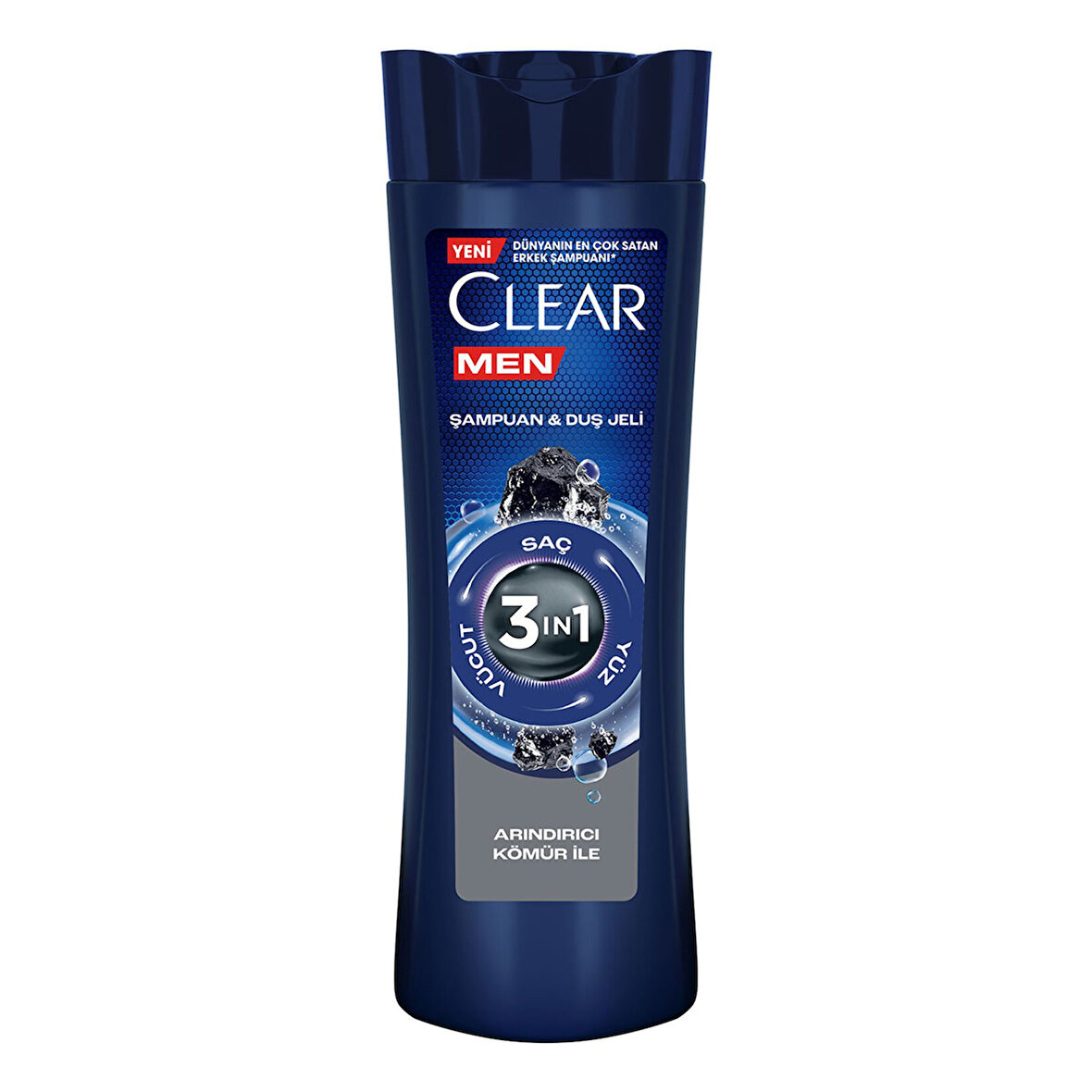 Clear Men 3 in 1 Şampuan & Duş Jeli Arındırıcı Kömür Saç Yüz Vücut İçin 350 ml 2 ADET