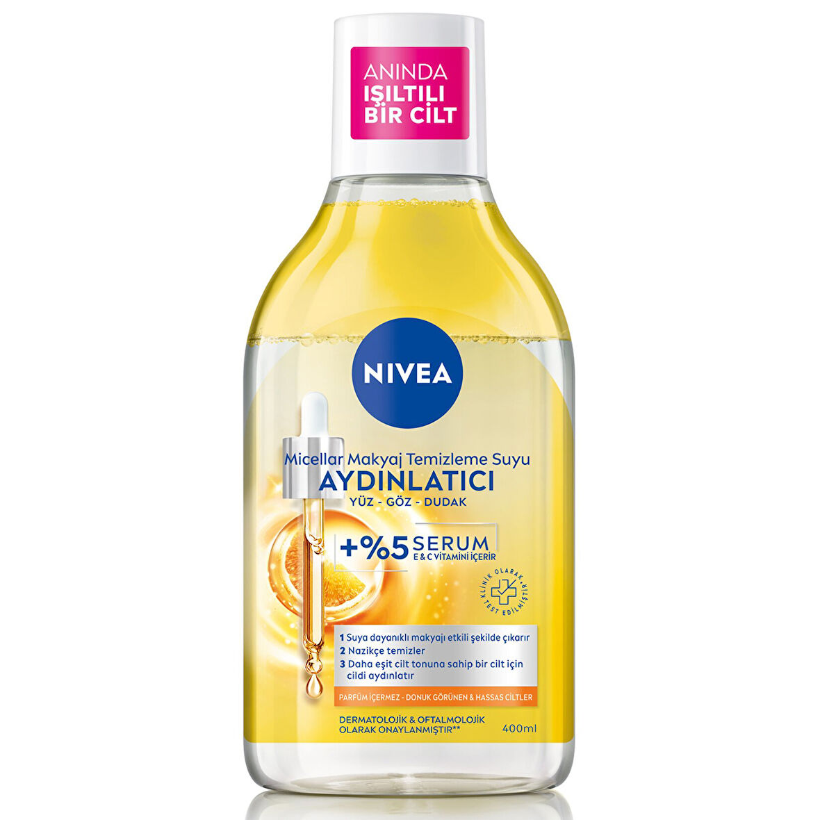 NIVEA Aydınlatıcı Serum İçerikli Micellar Makyaj Temizleme Suyu C Vitamini 400ml 2 ADET