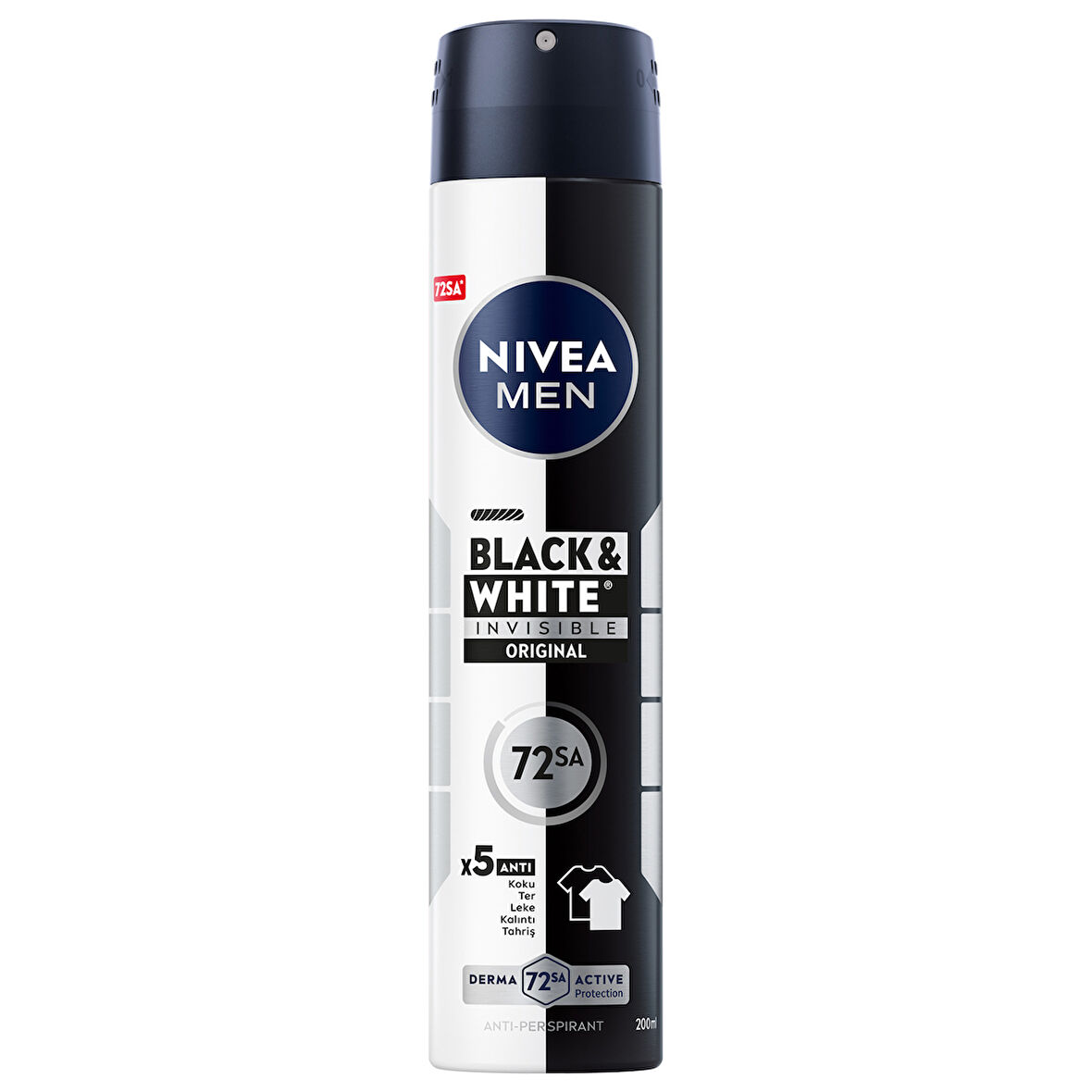 NIVEA MEN Erkek Sprey Deodorant Black&White Invisible 72 Saat Anti-perspirant Original 200ml