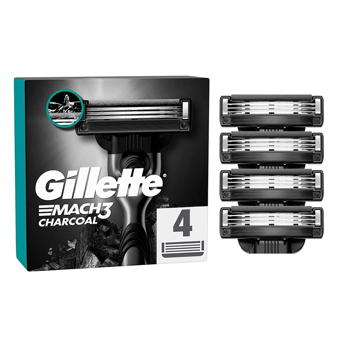 Gillette Mach3 Kömür Yedek Tıraş Bıçağı 4'lü