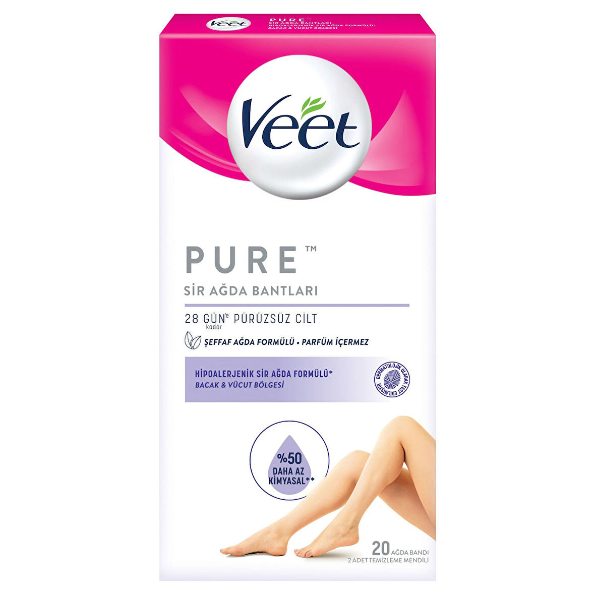 Veet Pure Bacak Ve Vücut Ağda Bandı 20'li 2 ADET