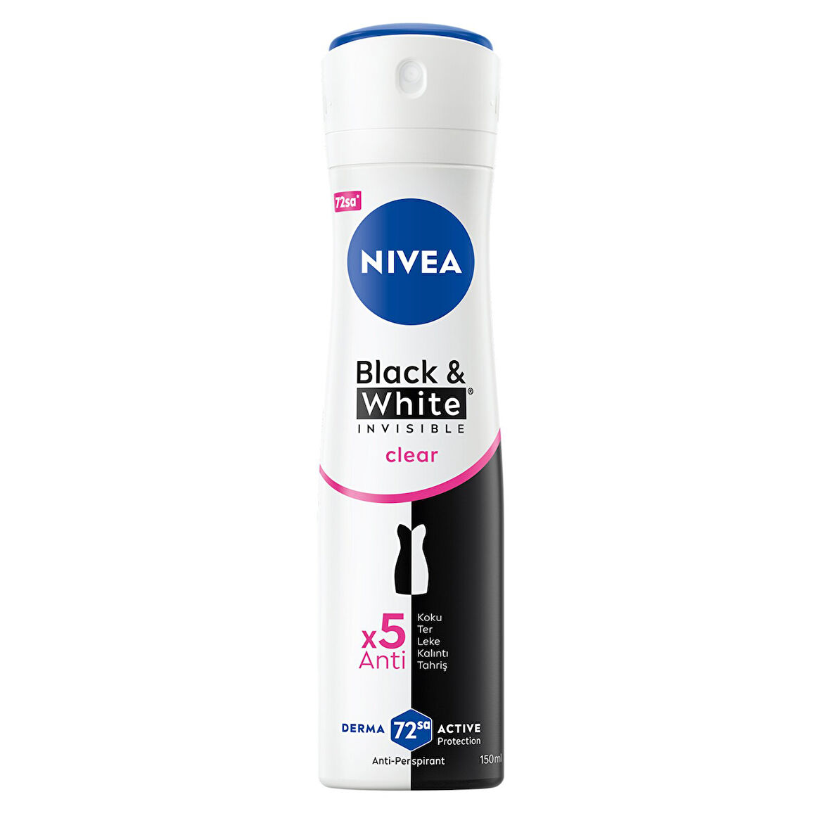 NIVEA Kadın Sprey Deodorant Black&White Clear 72 Saat Anti-perspirant 150ml 2 ADET