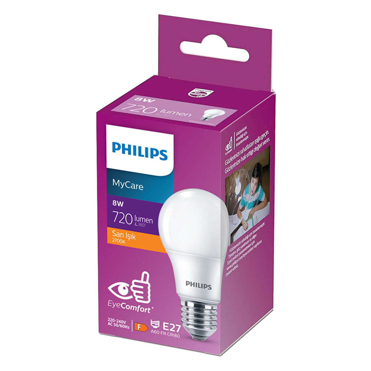 Philips Led Ampul 8W E27 2700K Sarı Işık 2 ADET