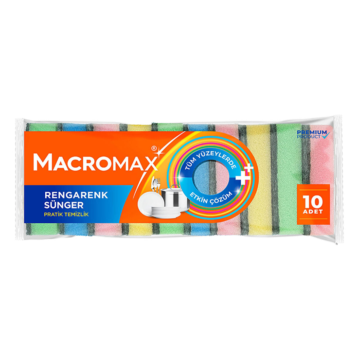 Macromax Rengarenk Sünger 10'lu Paket 2 ADET