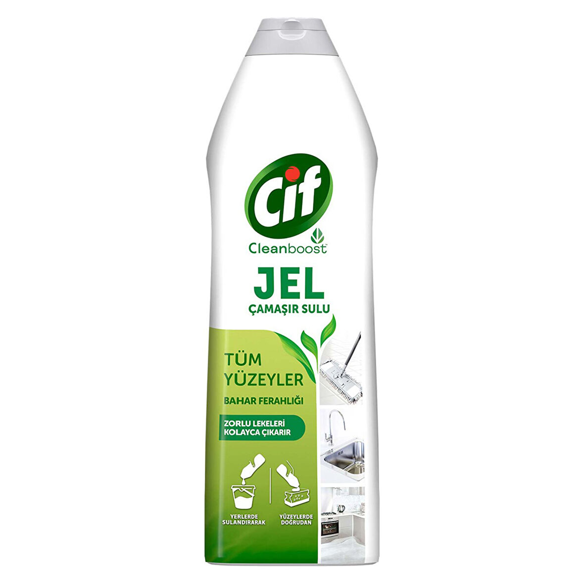 Cif Jel Yüzey Temizleyici Cleanboost Tüm Yüzeyler İçin Leke Çıkarıcı Çamaşır Sulu Bahar Ferahlığı 750 ML 2 ADET