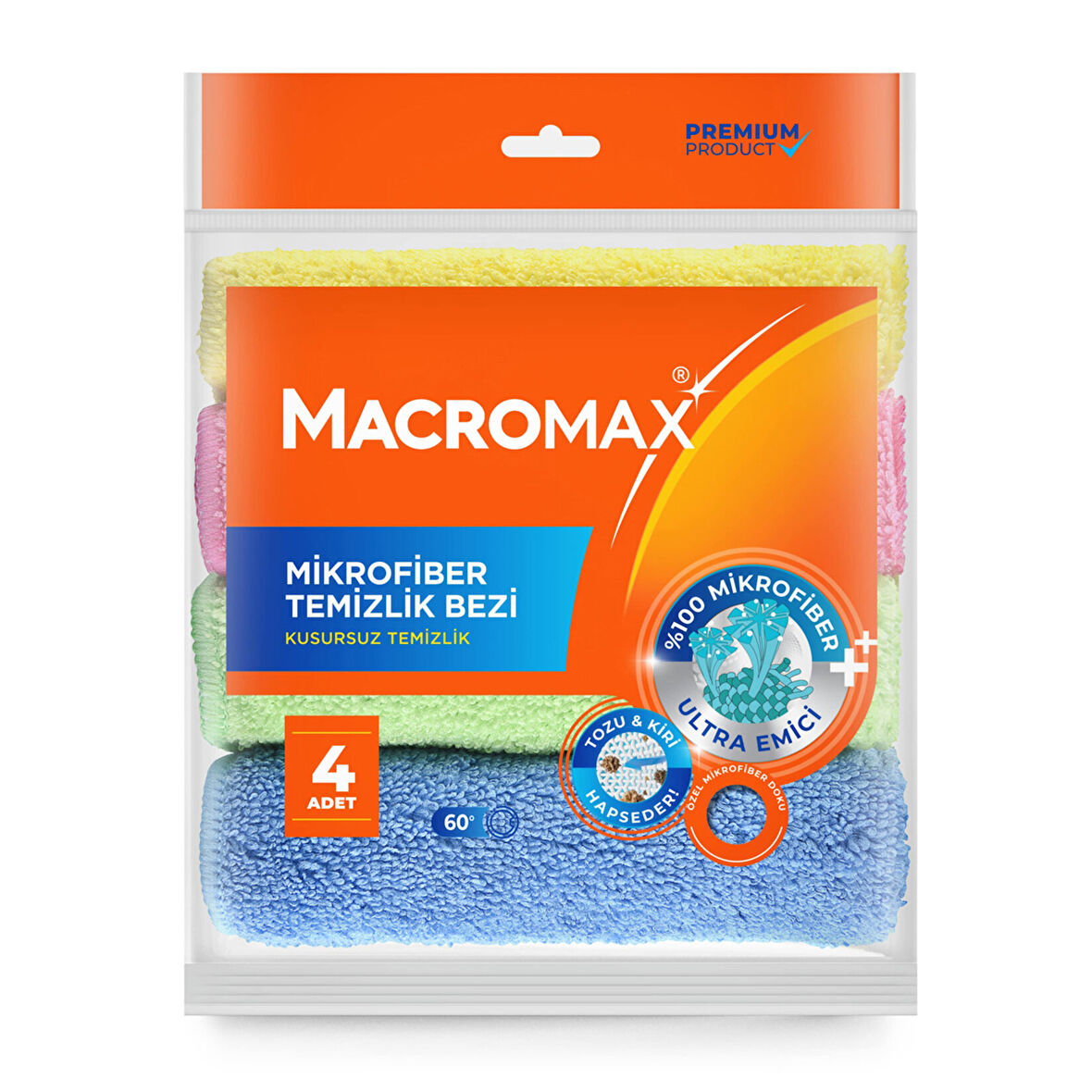 Macromax Rengarenk Mikrofiber Bez 4'lü 2 ADET