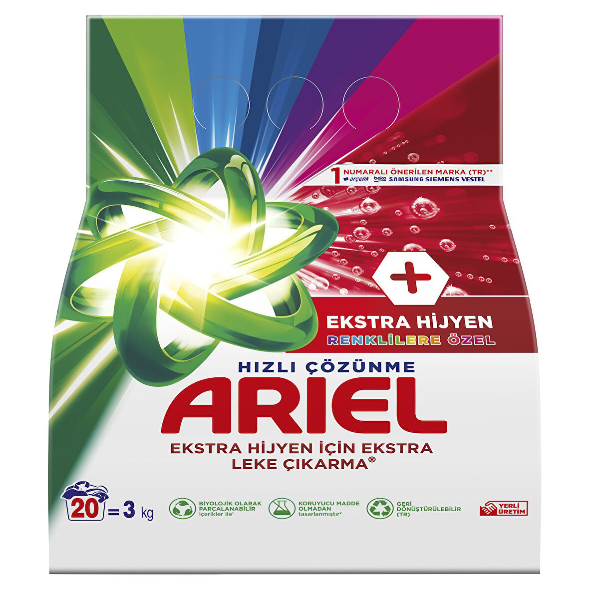Ariel Oxi Ekstra Hijyen 3Kg 20 Yıkama Renkliler 2 ADET