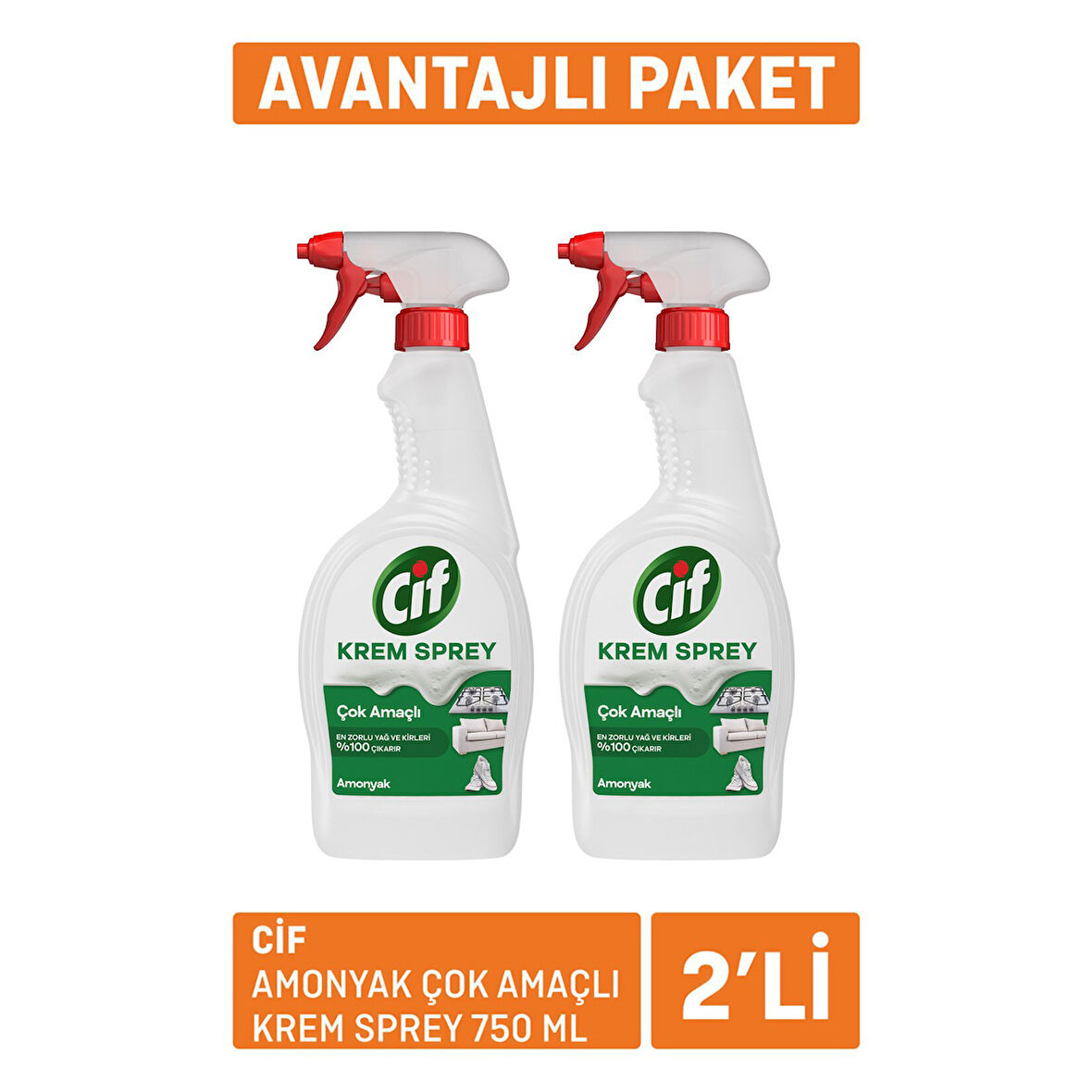 Cif Amonyak Çok Amaçlı Krem Sprey 2x750 Ml 2 ADET