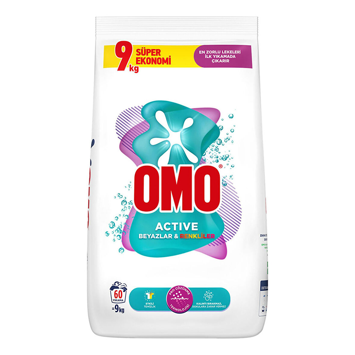 Omo Active Toz Deterjan Renkliler & Beyazlar 9 Kg 2 ADET