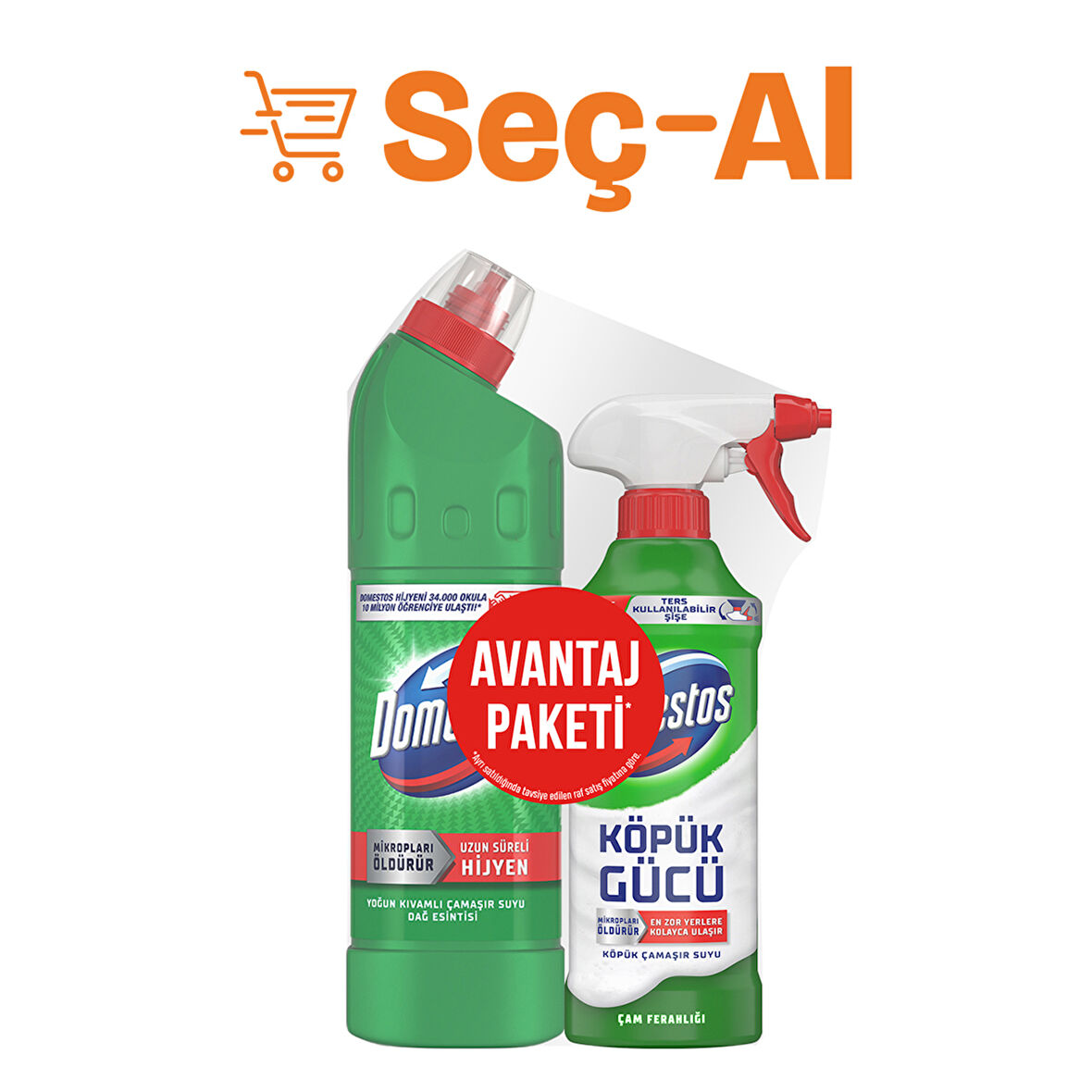 Domestos Köpük Çam 450 Ml + Dağ Esintisi 750 Ml 2 ADET