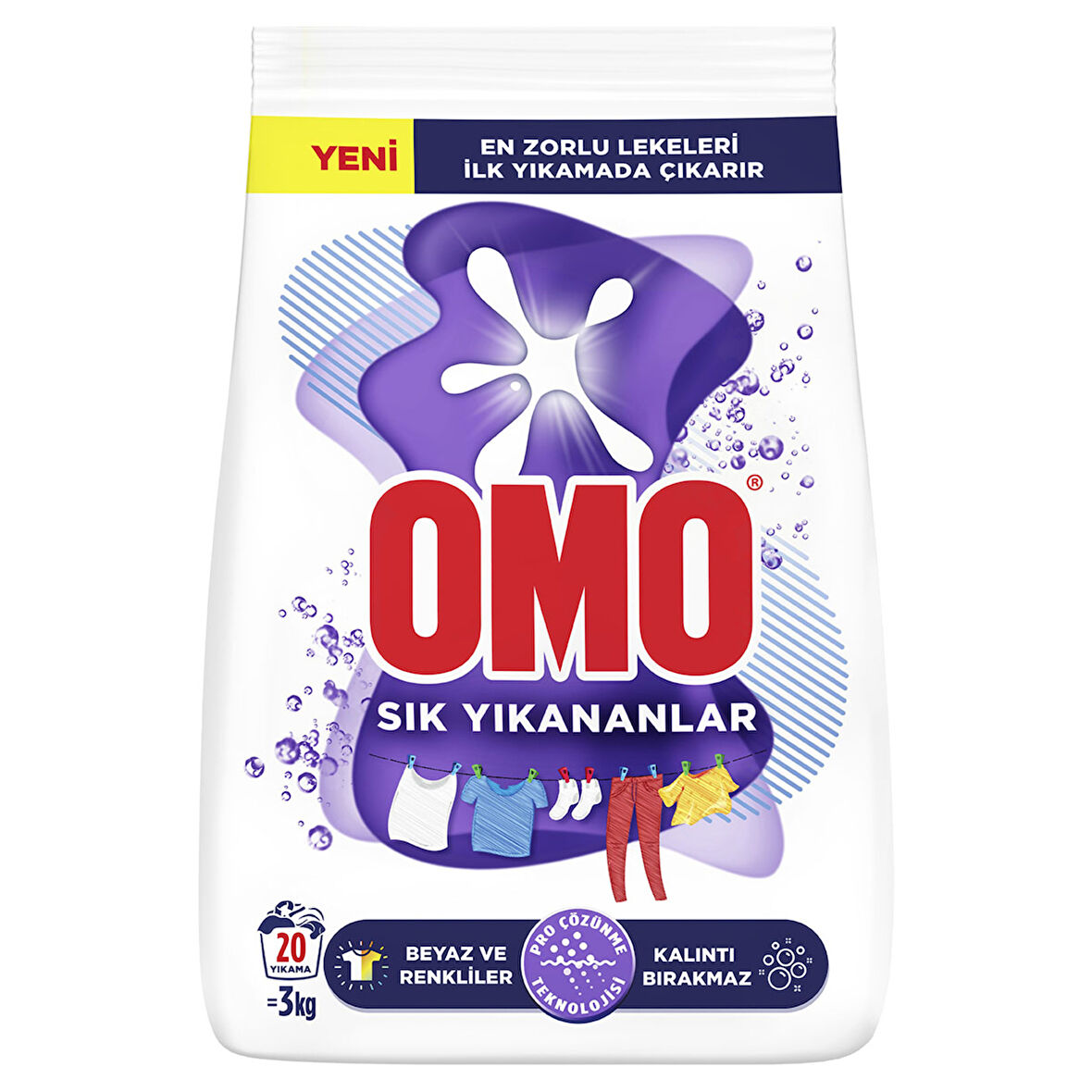 Omo Beyaz ve Renkli Sık Yıkananlar Toz Çamaşır Deterjanı 3 Kg 2 ADET