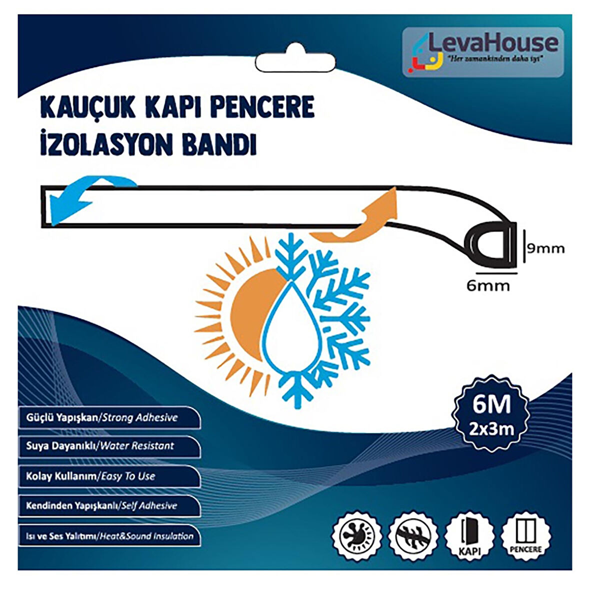 Leva House Kapı Pencere Bandı Kauçuk D Tipi 6 M 2 ADET