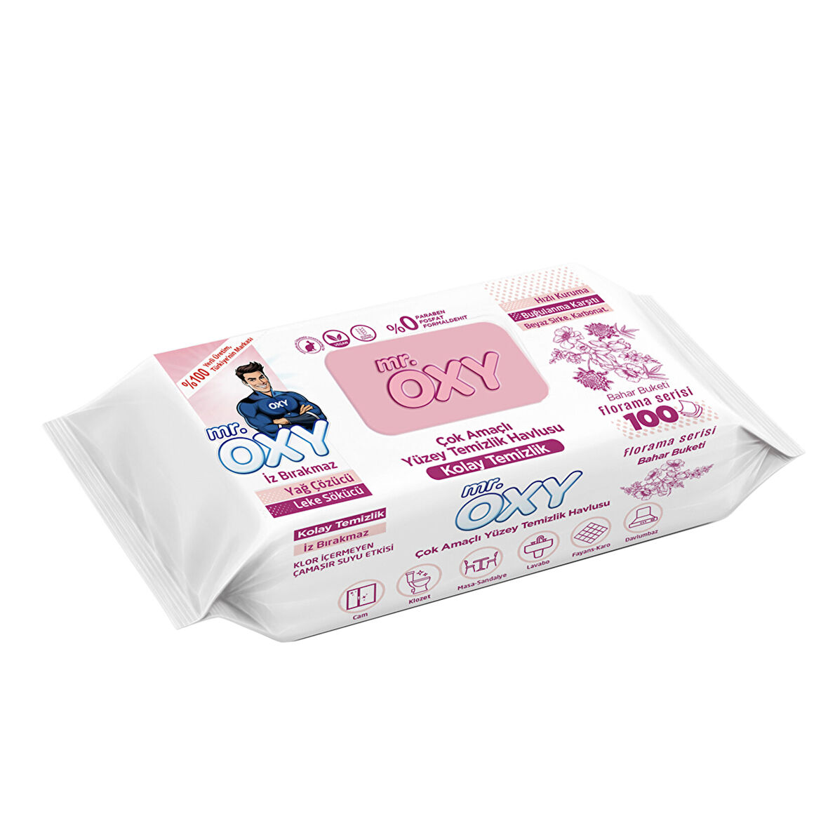 Mr. Oxy Yüzey Temizlik Havlusu Bahar Çiçekleri 100'lü 3 ADET