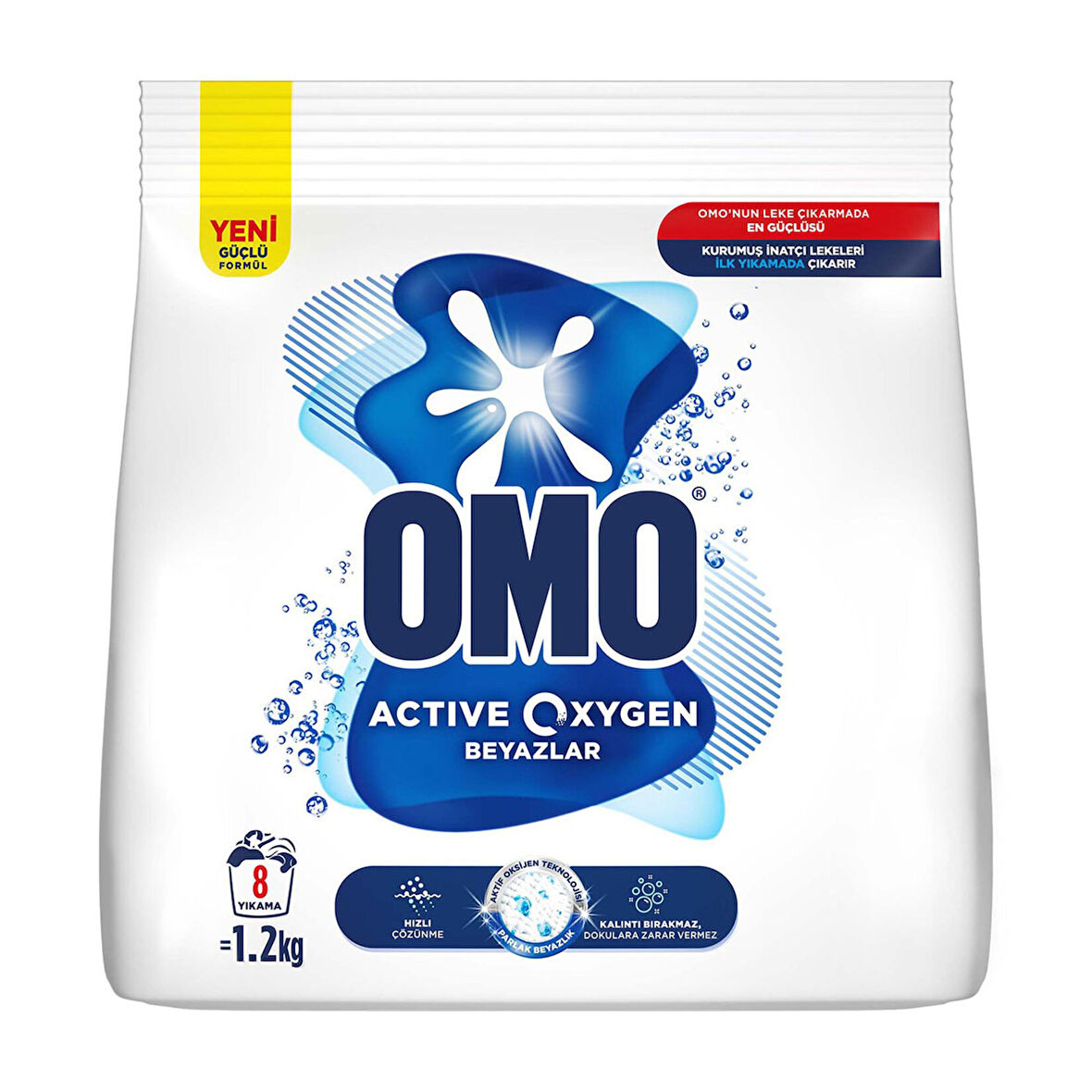 Omo Active Oxygen Toz Çamaşır Deterjanı Beyazlar İçin En Zorlu Lekeleri İlk Yıkamada Çıkarır 1,2 Kg 3 ADET