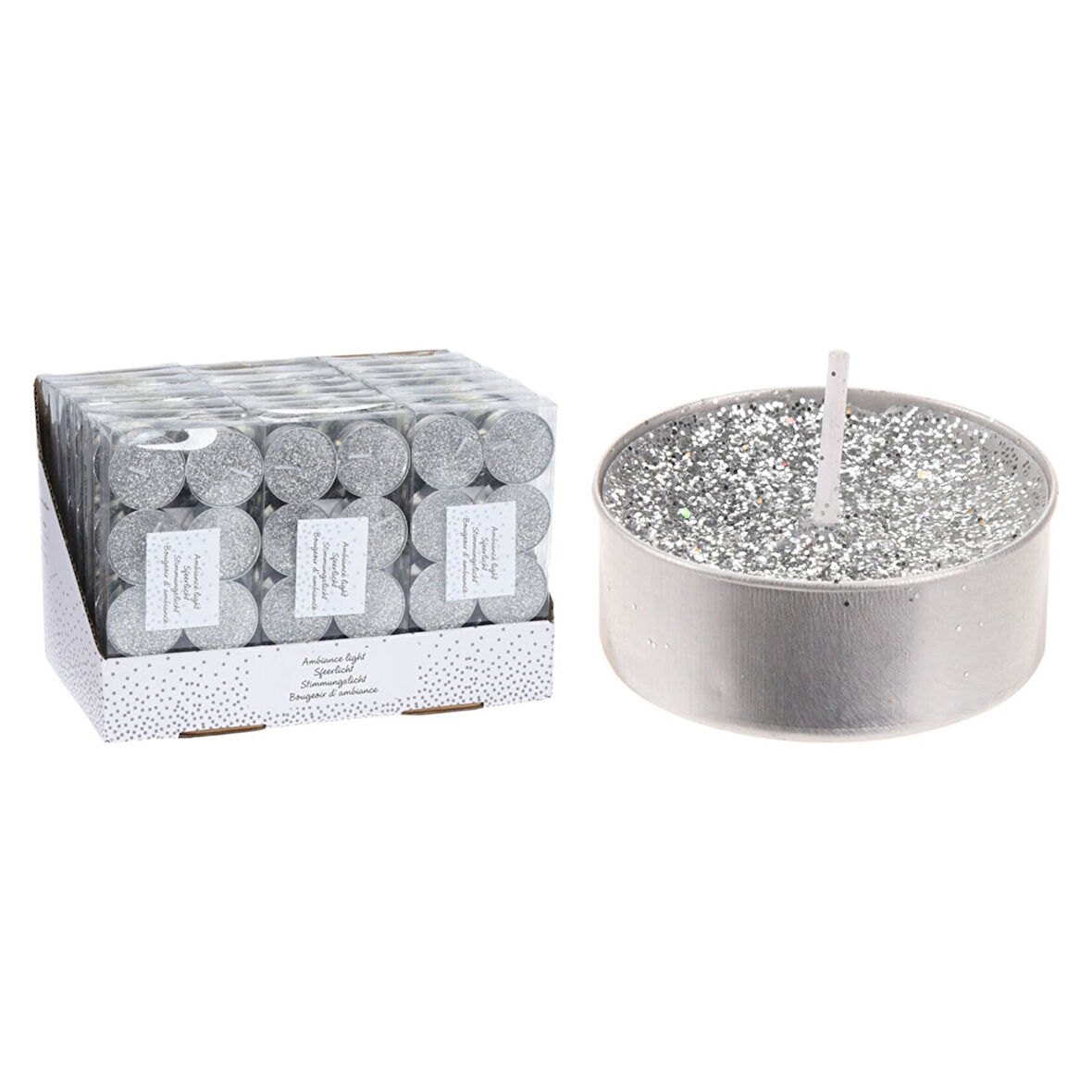 Koopman Gümüş Simli 8'li Tealight Mum 3 ADET