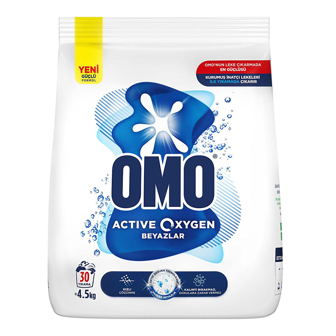 Omo Active Oxygen Toz Çamaşır Deterjanı Beyazlar 4.5 KG 30 Yıkama 3 ADET