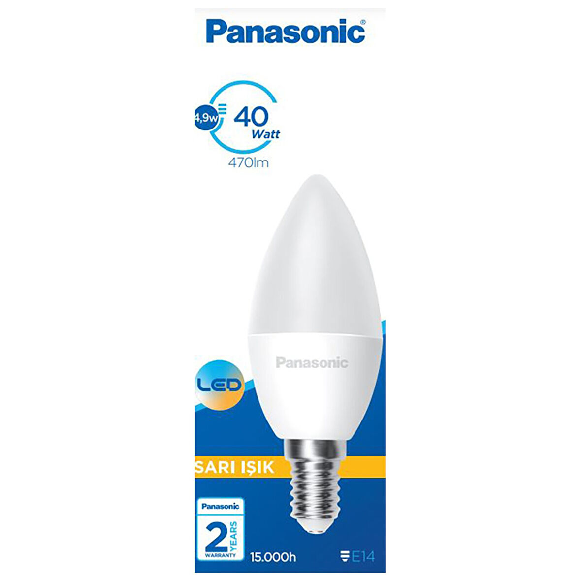 Panasonic E14 Led Lamba 4.9W 470 Lm 2700K Sarı Işık 3 ADET
