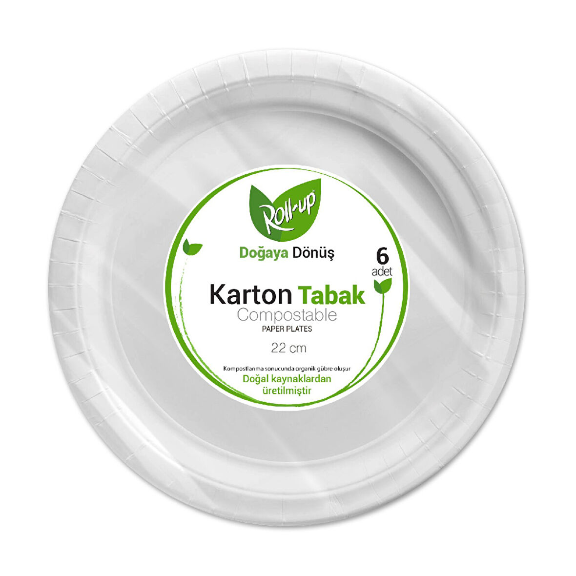 Roll-Up Doğaya Dönüş Karton Tabak 6'lı 22 Cm 3 ADET