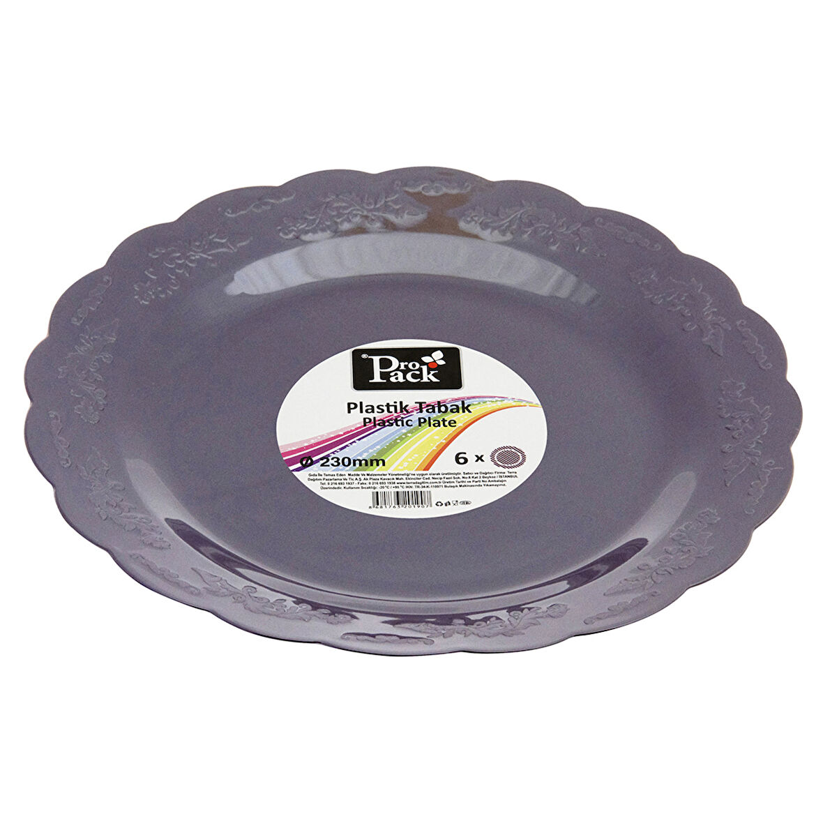 Propack Kristal Tabak Mor 6'lı 23 Cm 3 ADET