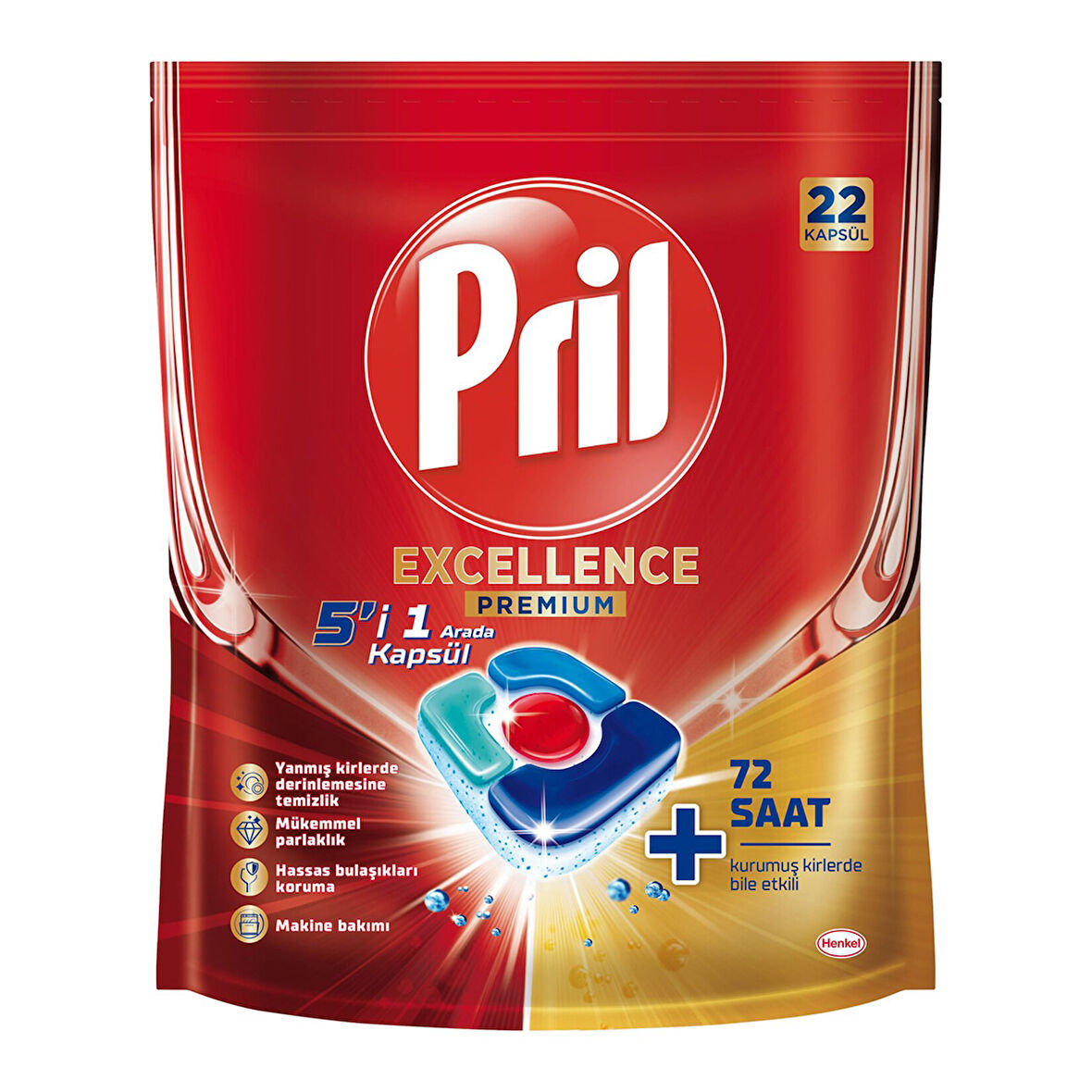Pril Excellence Premium 5'i1 Arada Kapsül 22'li 409.2g 3 ADET