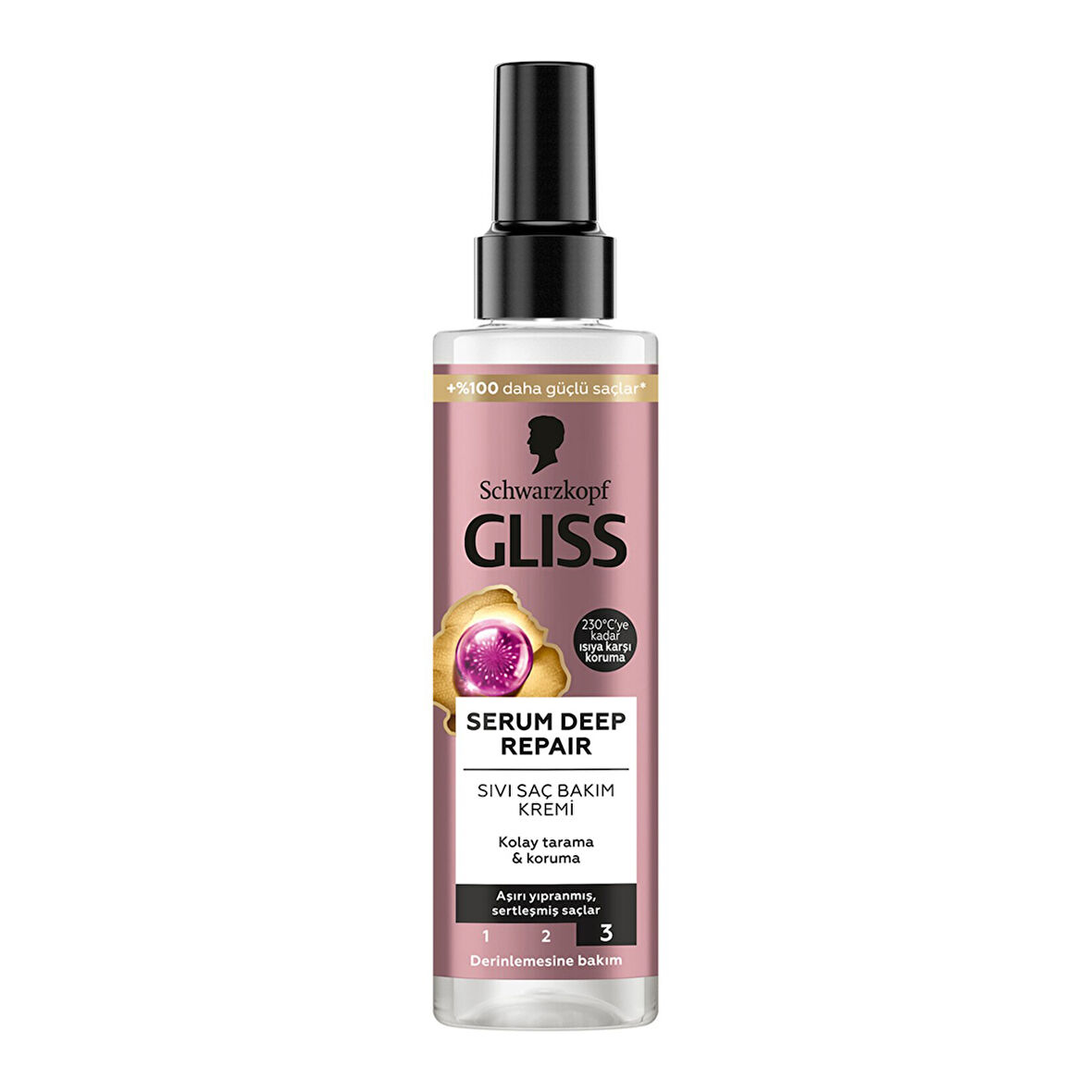 Gliss Serum Deep Repair Onarıcı Sıvı Saç Bakım Kremi - Protein Kompleksi ve Hint İnciri ile 200 ml 3 ADET