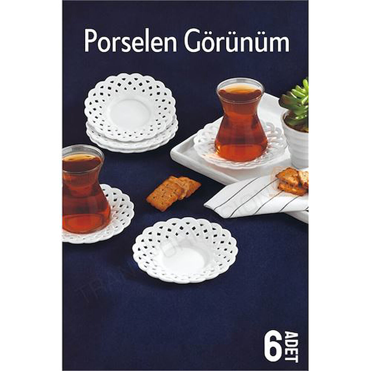 Çay Tabağı Porselen Görünüm 6 Adet Tabağı Seti Seti