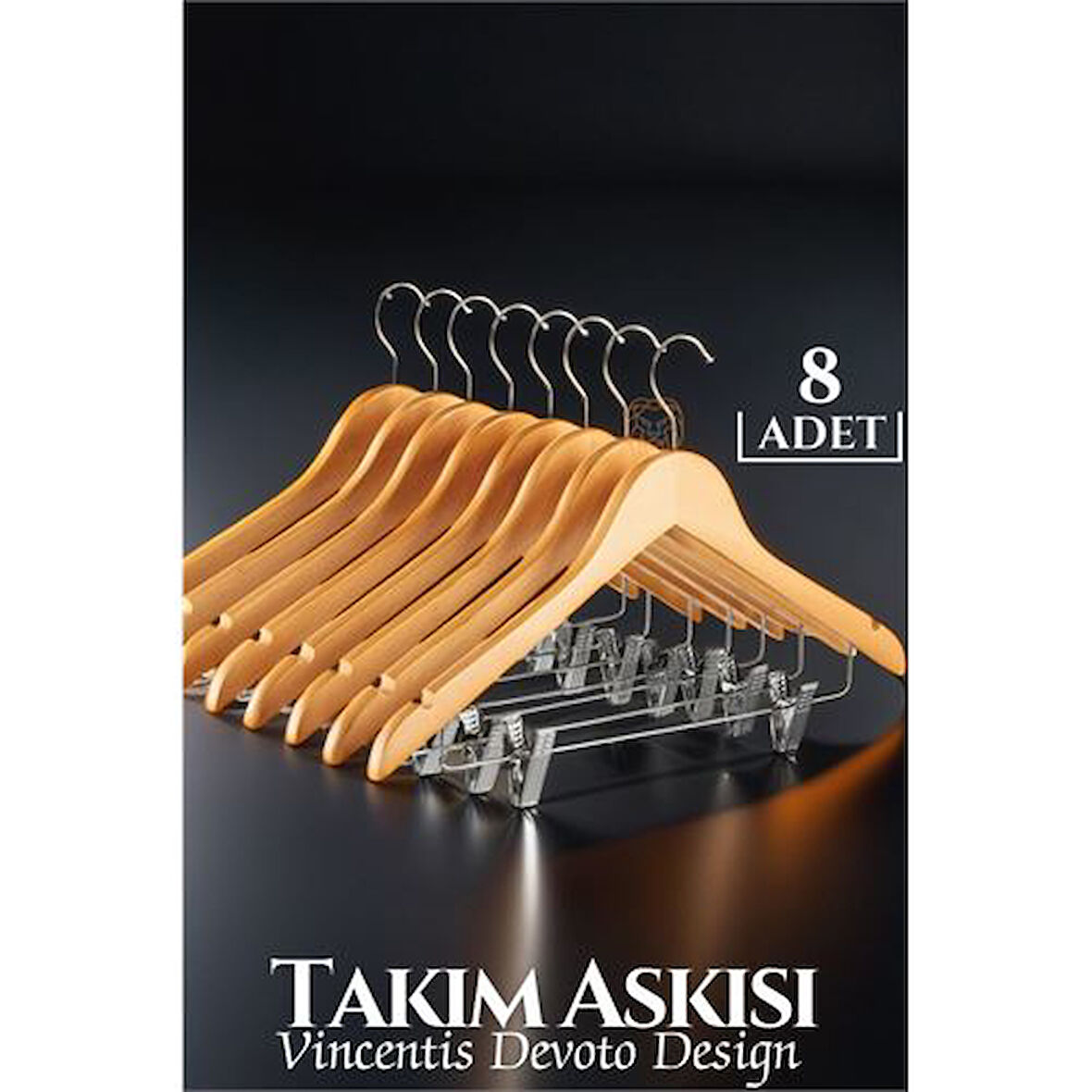 Takım Askısı Ceket Etek Pantolon Kıskaçlı 8 Adet Vincentis Devoto Design