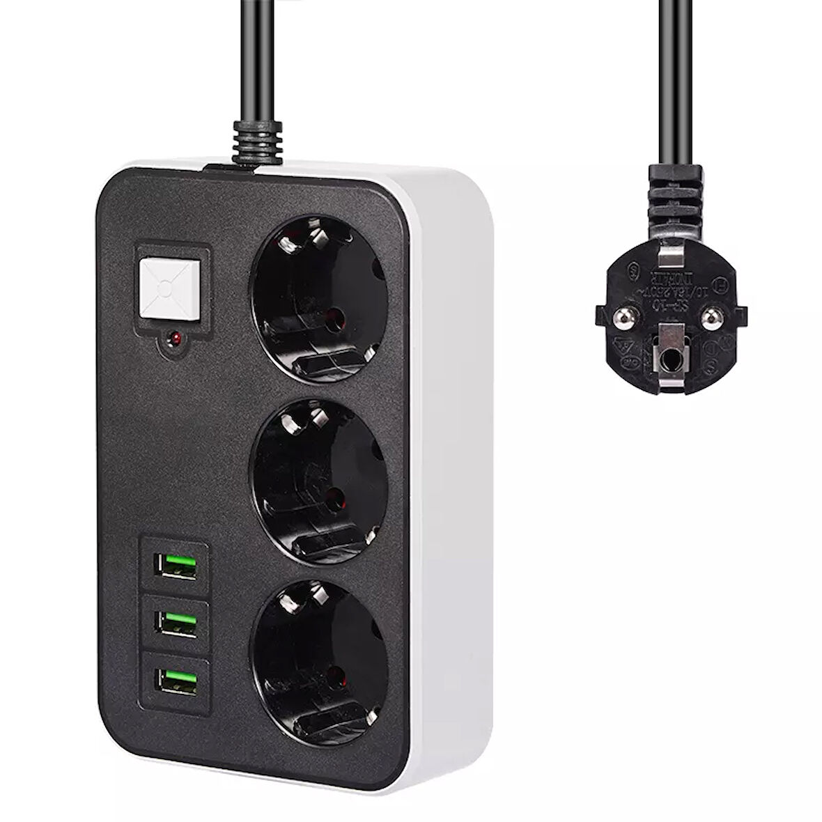 3 USB’li 3’lü 1.8 m Akım Korumalı Priz-Findit