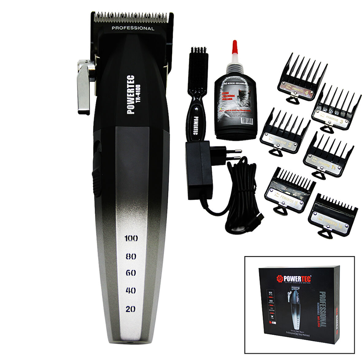 PO WER TEC TR-4100 ŞARJLI FONKSİYONLU SAÇ SAKAL TRAŞ MAKİNESİ-Findit