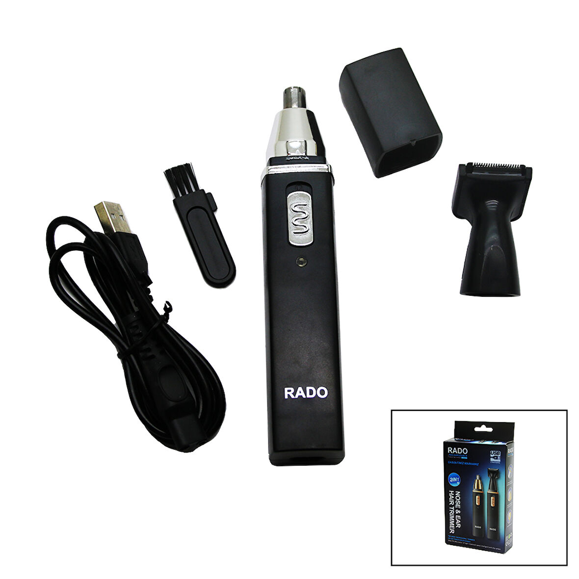 2IN1 BURUN - KULAK KIL ALMA - ENSE ÇİZİM USB SARJLI TRAŞ MAKİNESİ RD-3138-Findit