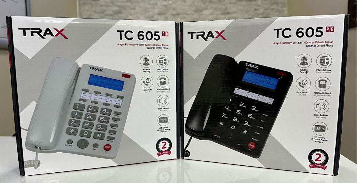 EKRANLI MASAÜSTÜ KABLOLU TELEFON TC-605-Findit