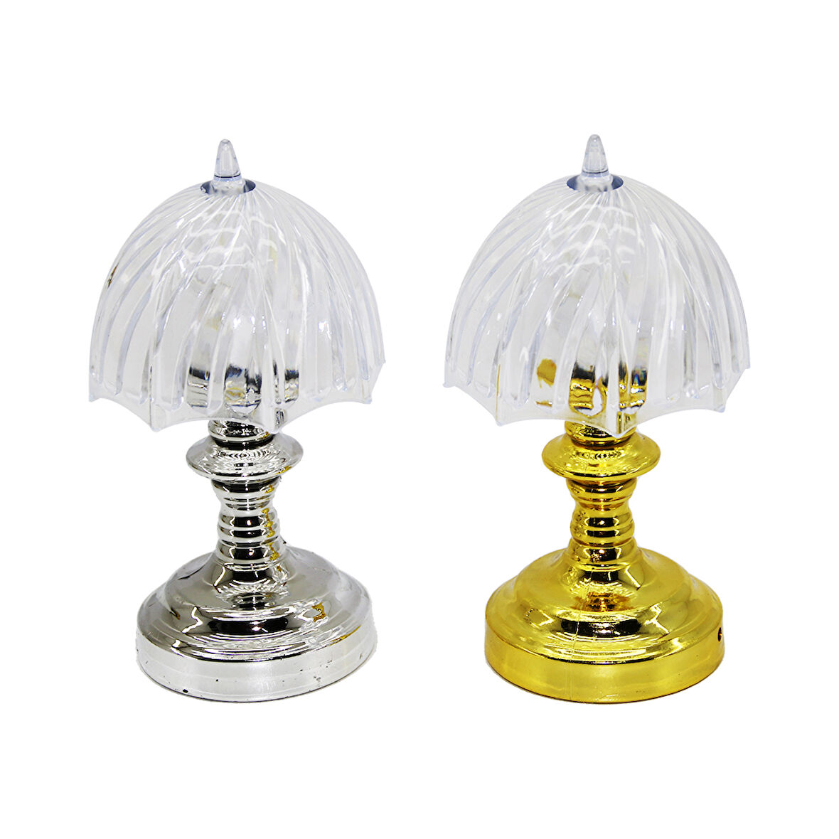 PİLLİ MİNİ ŞEMSİYE MODELİ LED LAMBA ABAJUR MİKA KRİSTAL BAŞLIK - GOLD - KROM AYAK-Findit