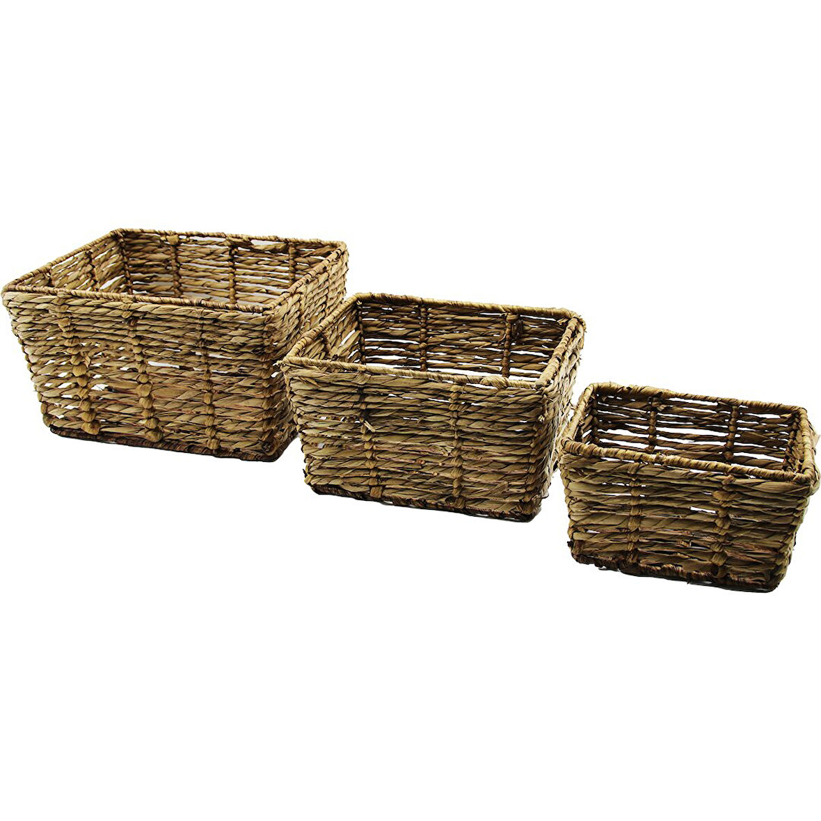 METAL İSKELETLİ 3 BOY D.GEN HASIR ORGANİZER SEPET 14X20-20X25-25X30CM - Y: 12-15-18CM-Findit