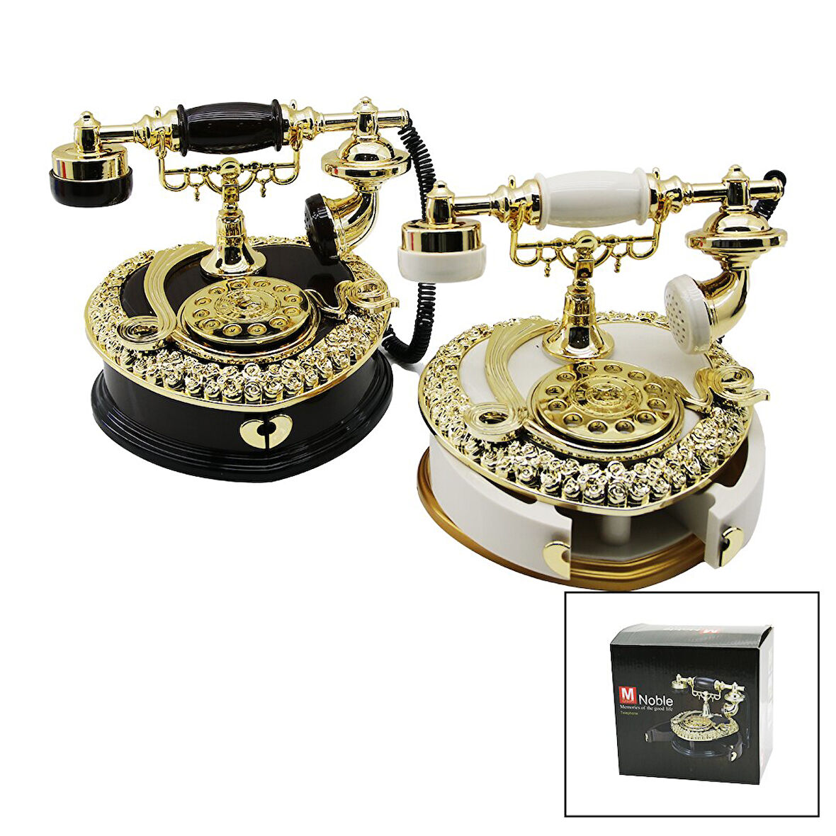 DEKORATİF  MÜZİKLİ  NOSTALJİ TELEFON -  2PCS TAKILIK ÇEKMECELİ-Findit