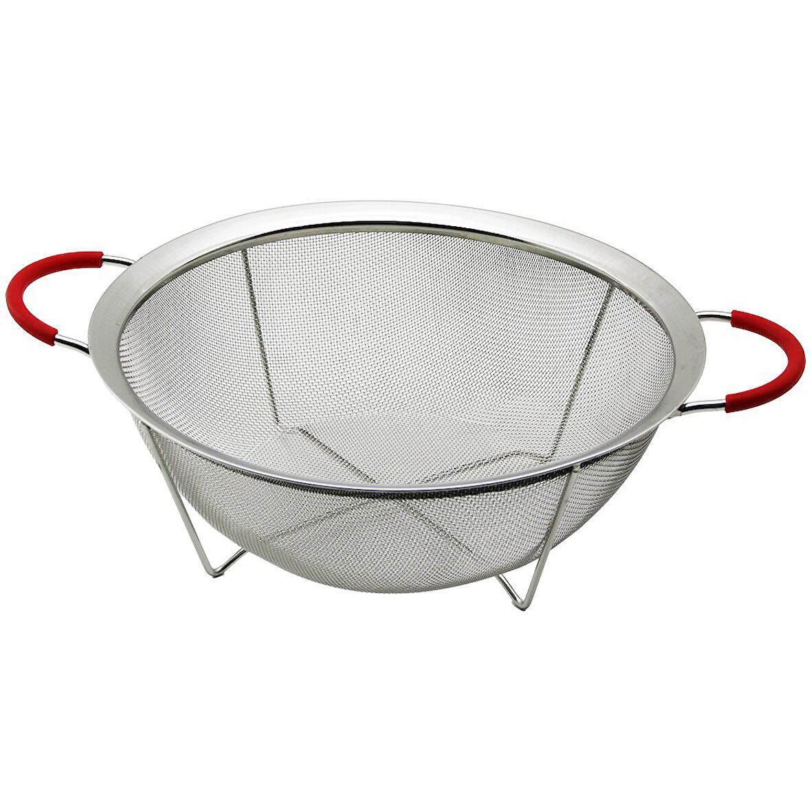 28CM TEL SEPET METAL SÜZGEÇ SİLİKON KILIFLI KULP METAL ÇERÇEVE - AYAK-Findit