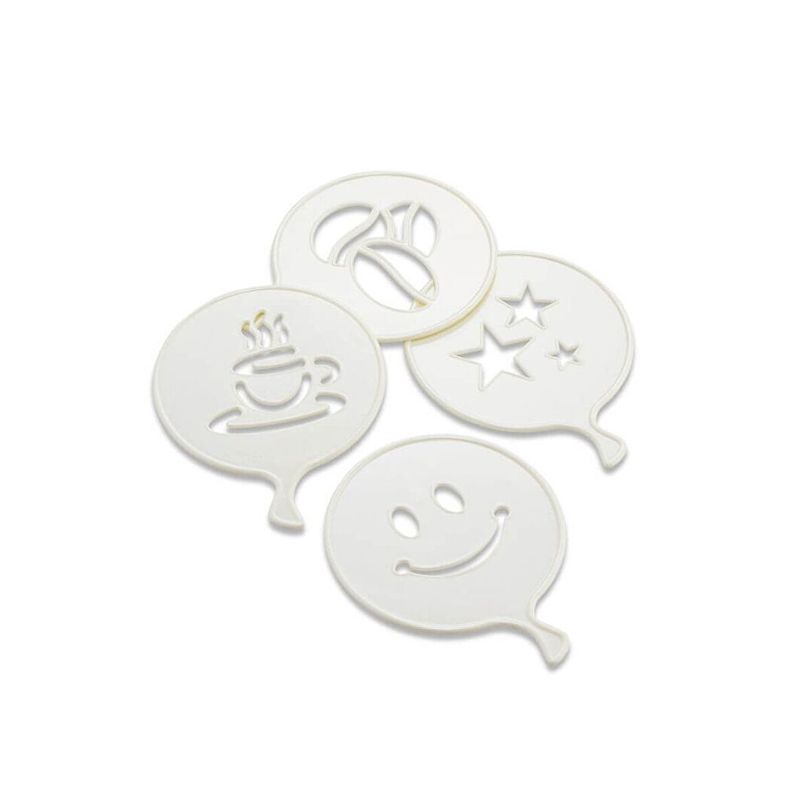 4 PCS SÜSLEME ŞABLONU PLASTİK KAHVE FİNCAN - YILDIZ - GÜLEN YÜZ - PALYAÇO-Findit