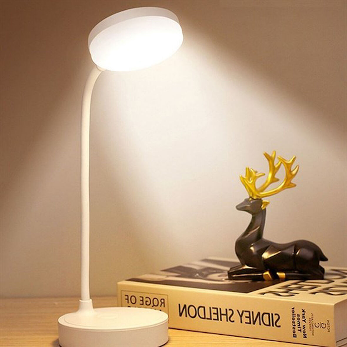 Yuvarlak USBli Dokunmatik 3 Kademeli 360 Derece  Özel Göz Korumalı Led Lityum Masa Lambası-Findit
