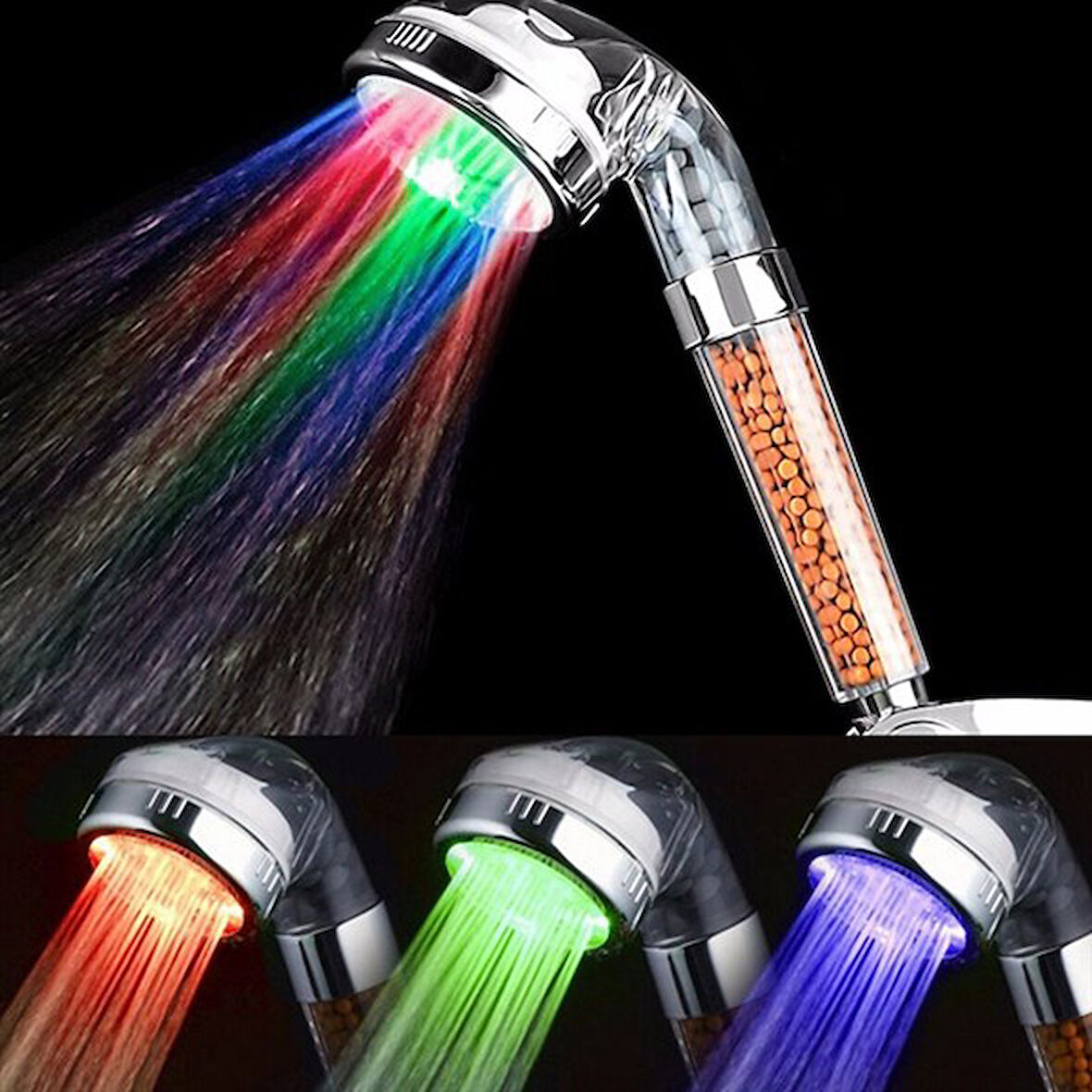 Led Işıklı Su Tasarruflu Banyo Duş Başlığı-Findit