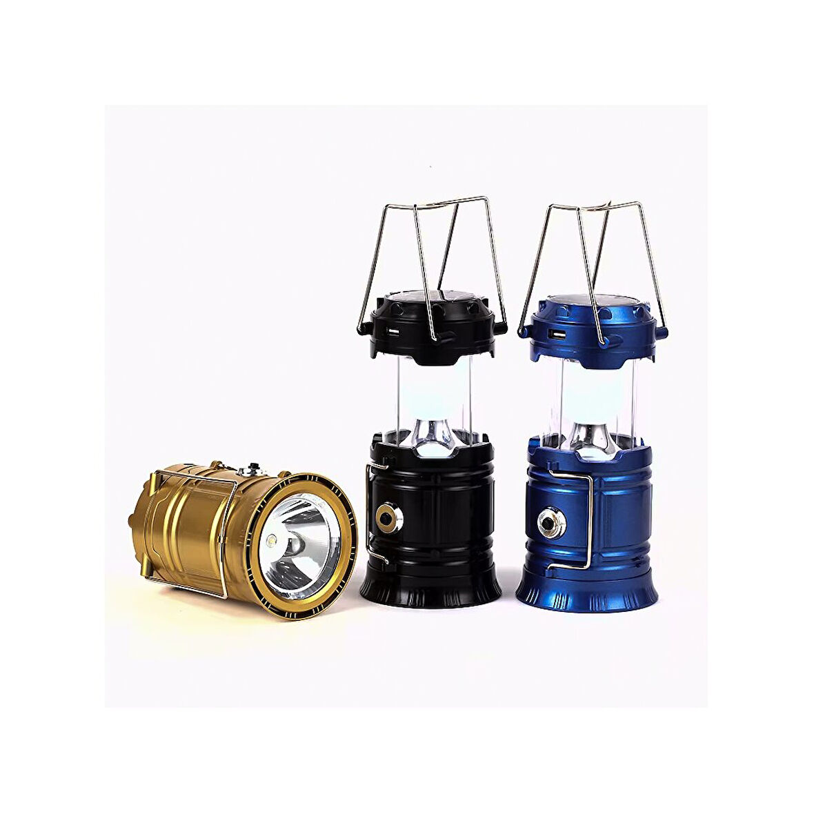 2IN1  1W+6LED SOLAR - FİŞ ŞARJLI LÖKÜS MODEL KAMP LAMBA FENER - PO WERBANK METAL TAŞIMA KULP OR-5900T-Findit